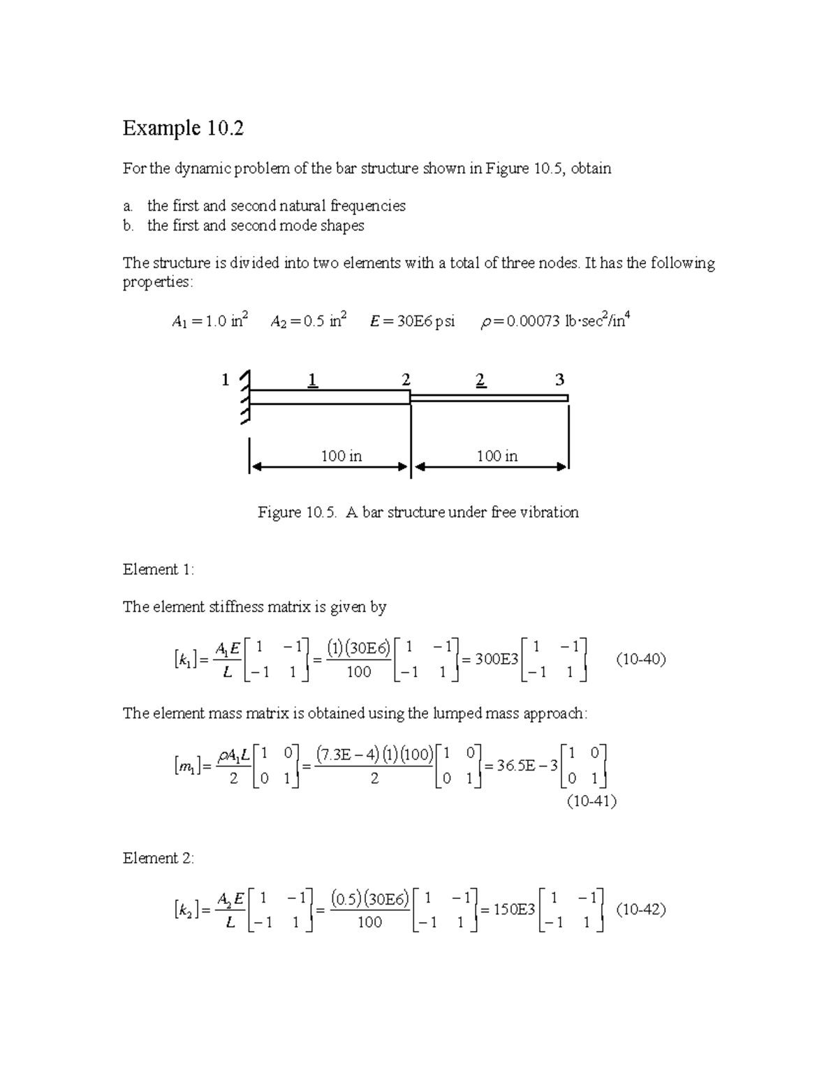 Chap7 Examples - Example 10. For the dynamic problem of the bar ...