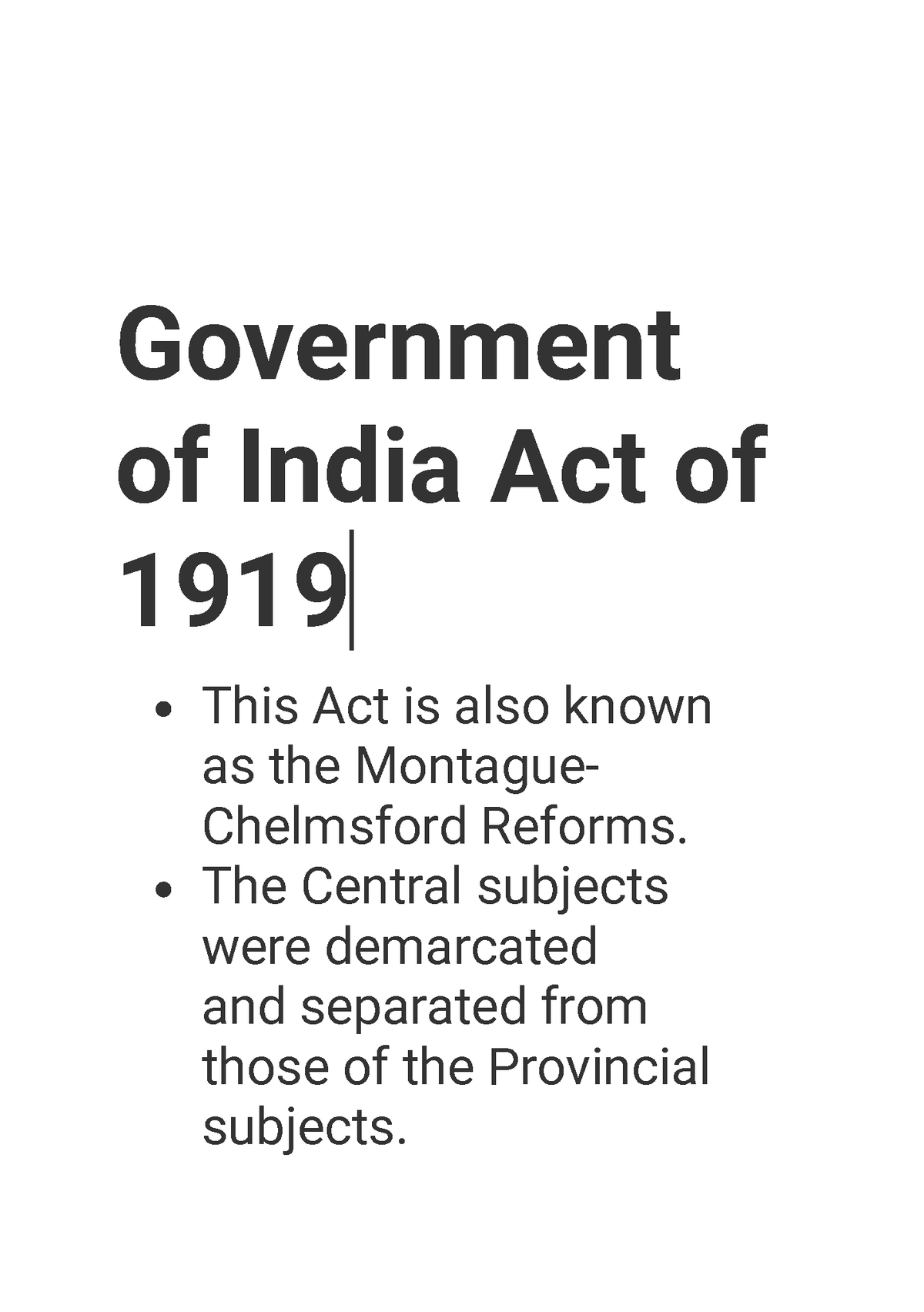 Government of India Act of 1919 - Government of India Act of 1919 This ...