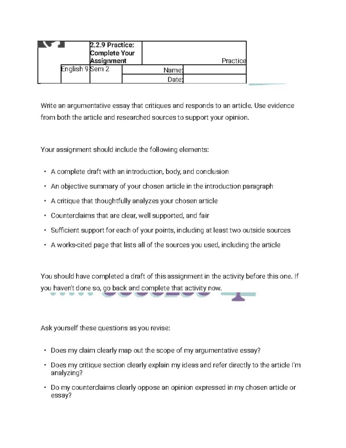 7.2.9 practice complete your assignment