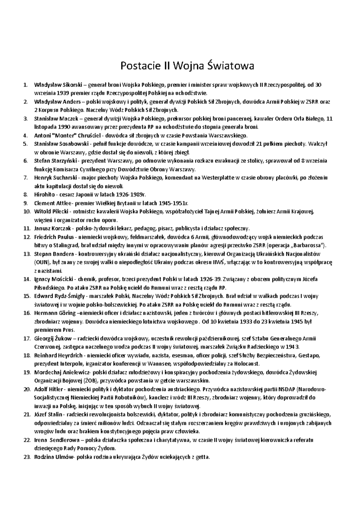 Pojęcia II Wojna Światowa - Postacie II Wojna Światowa Władysław