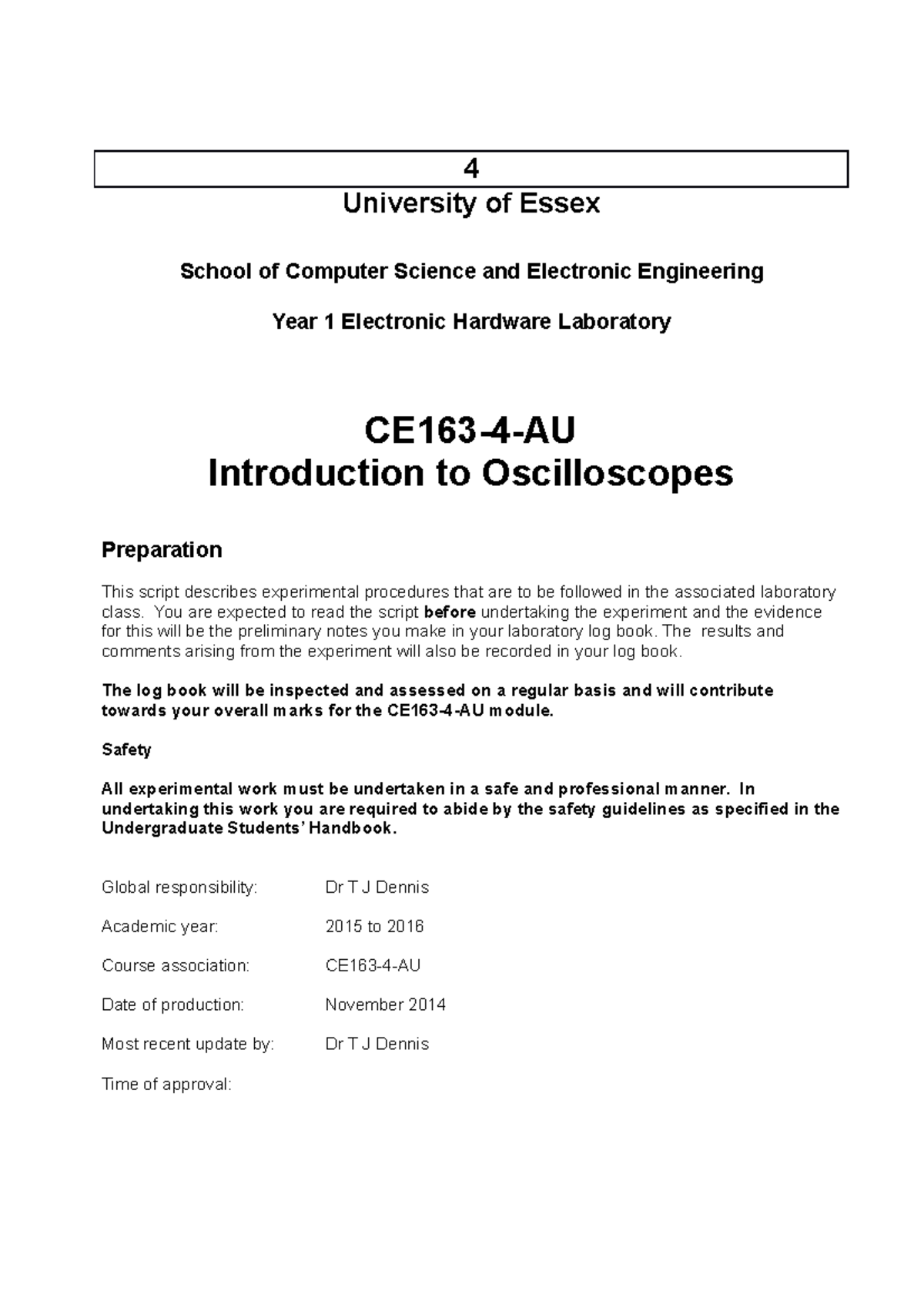 Lab 3 Script/Instructions - 4 University of Essex School of Computer ...