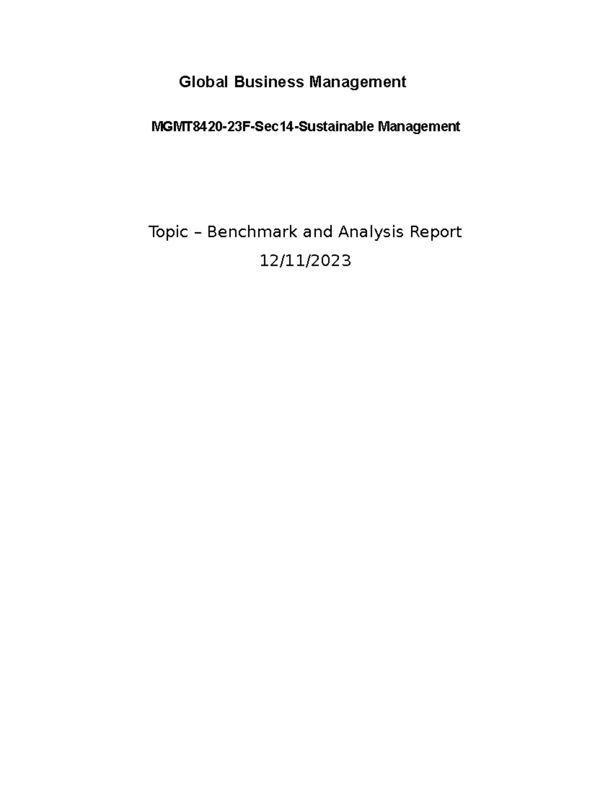 Baseline analysis conestoga Global Business Management MGMT842023F