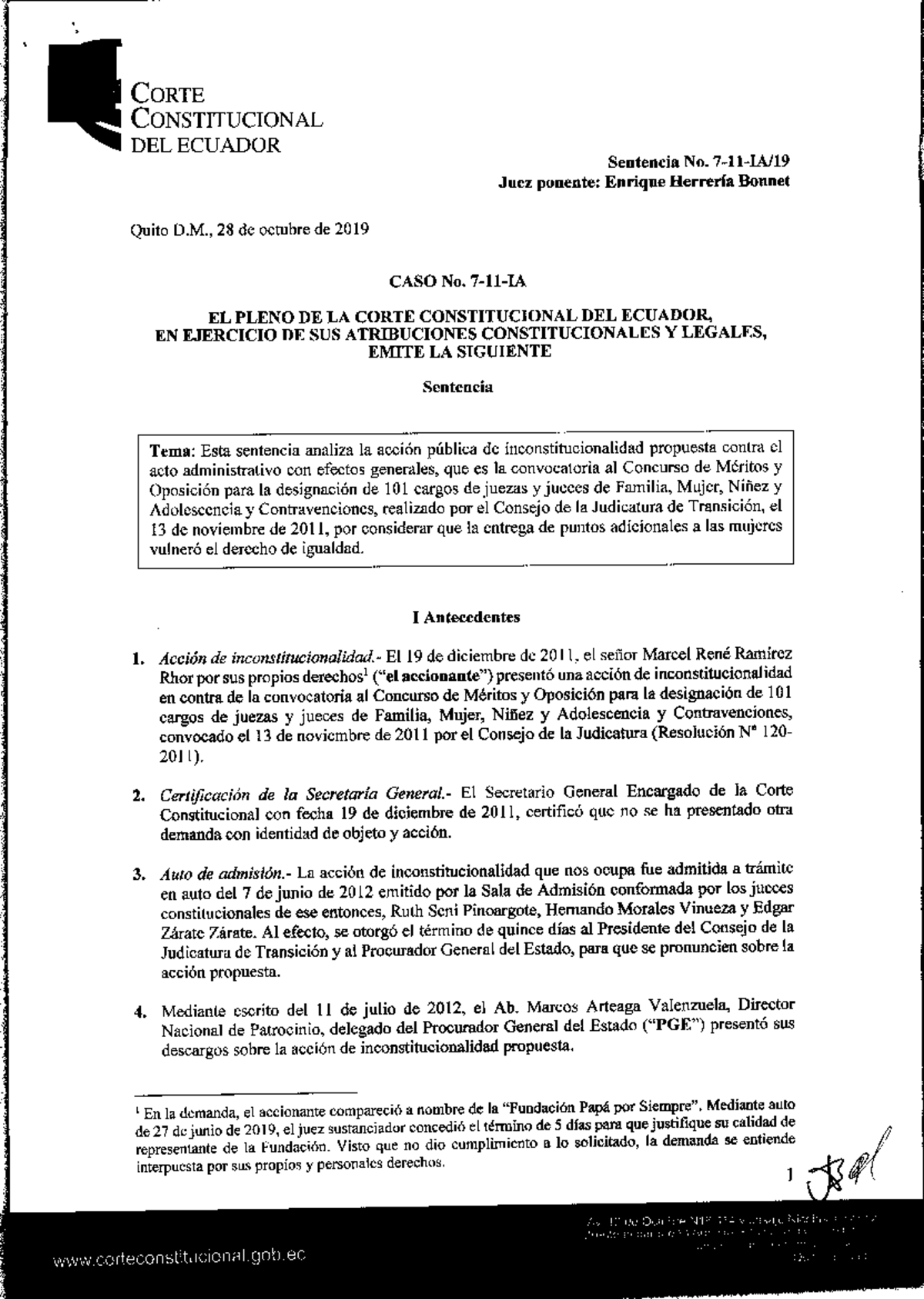 3 Sentencia 7-11-IA-19 - Corte Constitucional delecuador Quito D., 28