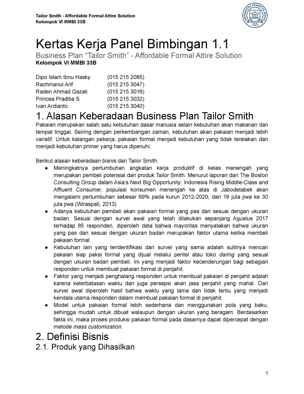 contoh business plan bimbingan belajar