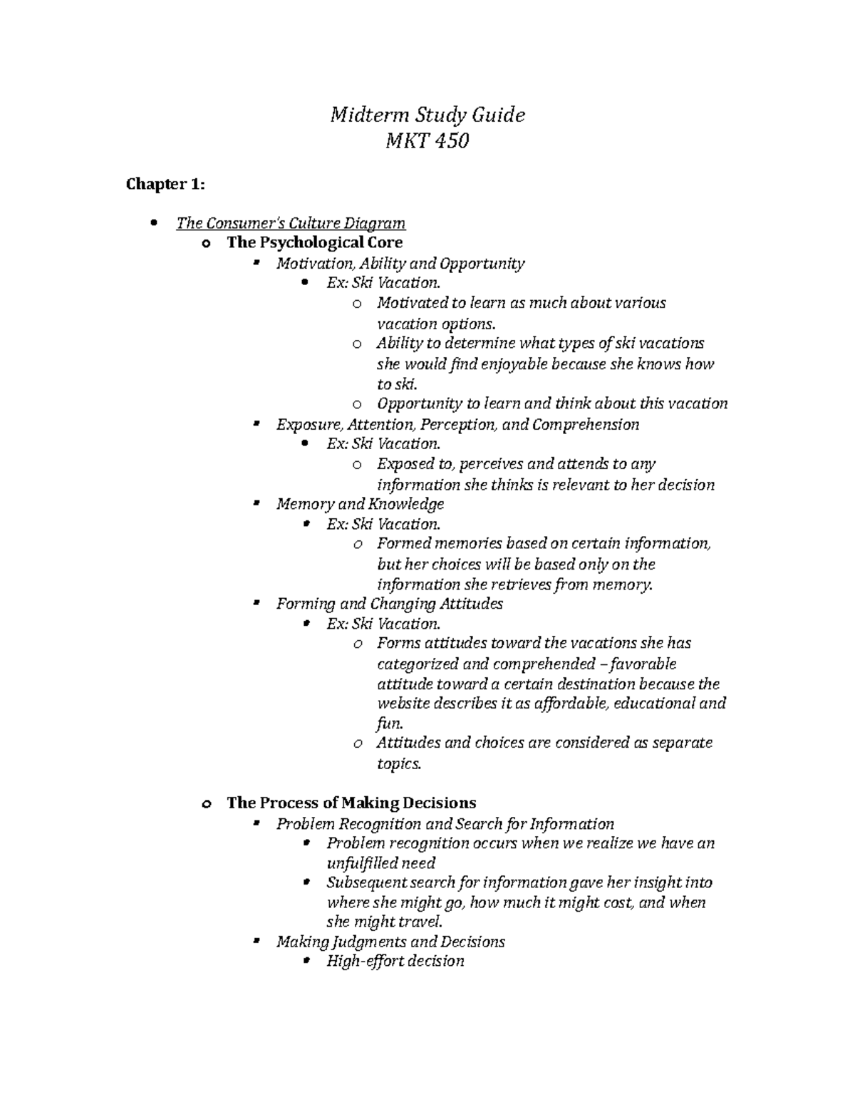MKT 450 Midterm Study Guide - Midterm Study Guide MKT 450 Chapter 1 ...