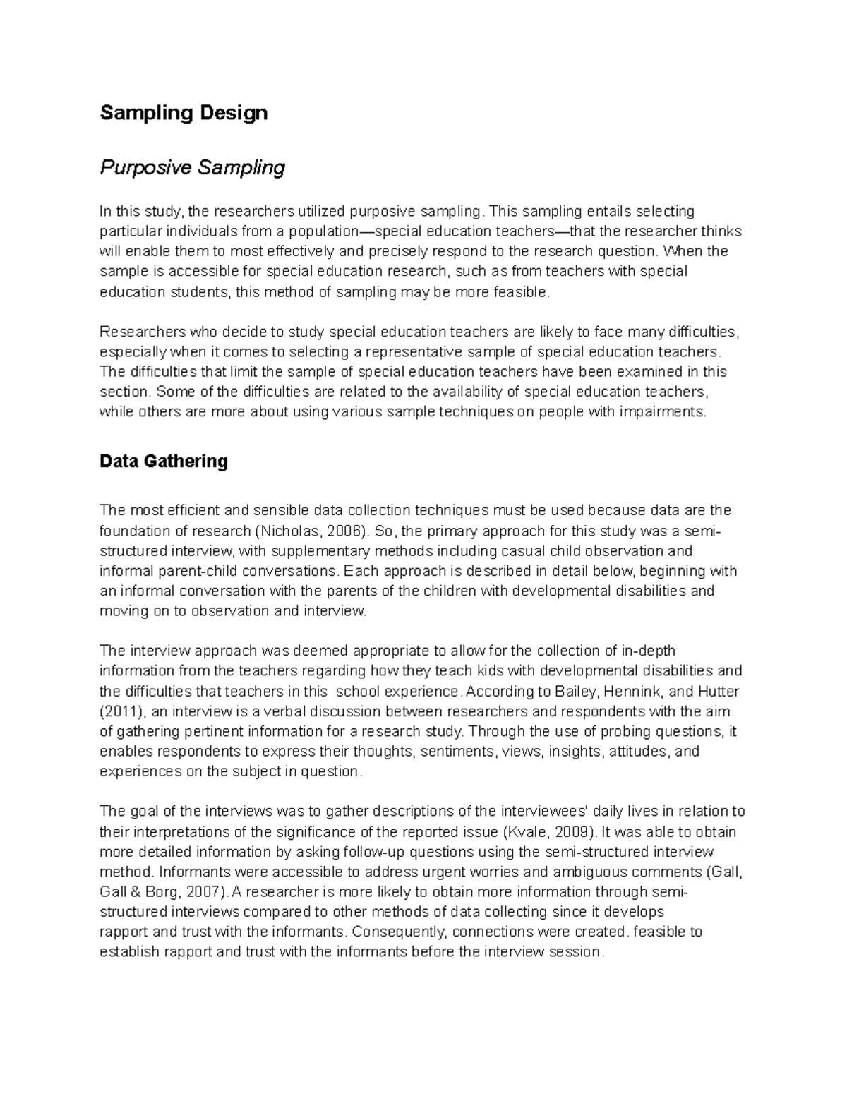 Final Sampling Design:DATA Gathering - Sampling Design Purposive ...