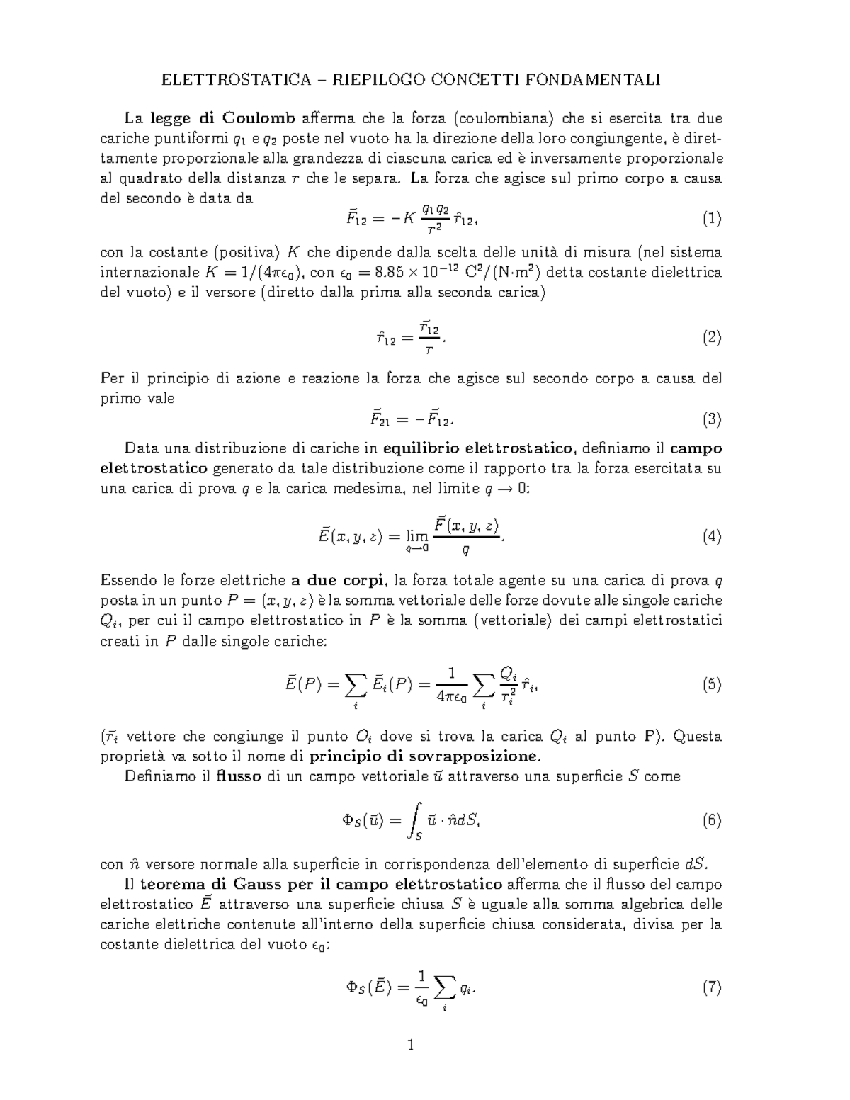 Elettrostatica - Fisica Ed Elttromagnetismo - ELETTROSTATICA ...