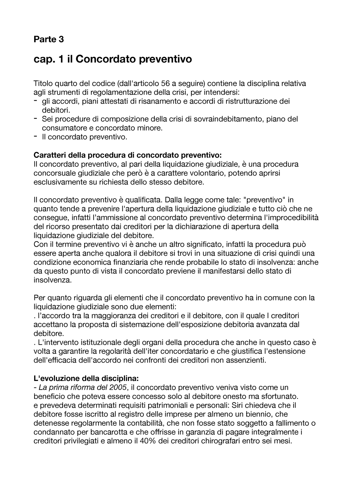 Parte 3 - Riassunto Sul Capitolo Del Concordato Preventivo - Parte 3 ...