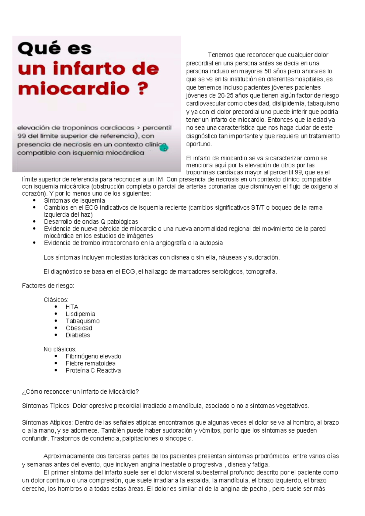 Infarto de Miocárdio ST elevado - Tenemos que reconocer que cualquier ...