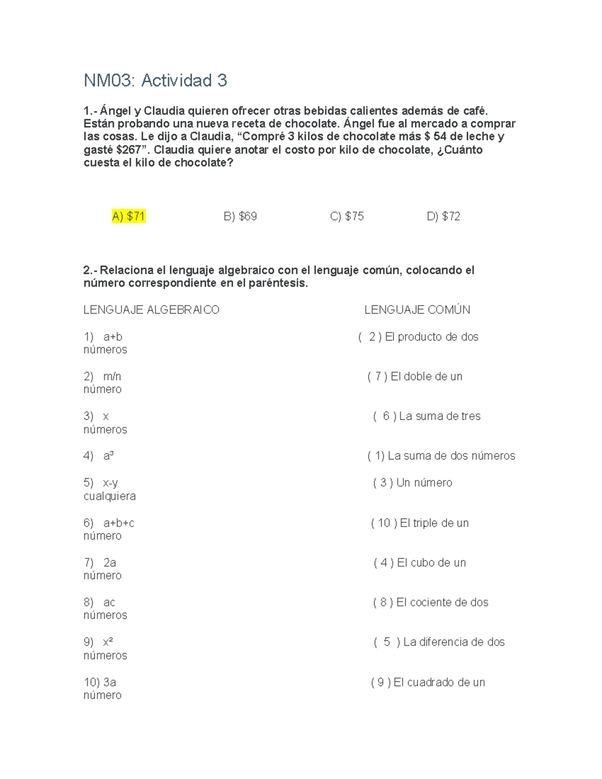 Modulo 3 Actividad 3 - NM03: Actividad 3 1.- Ángel Y Claudia Quieren ...