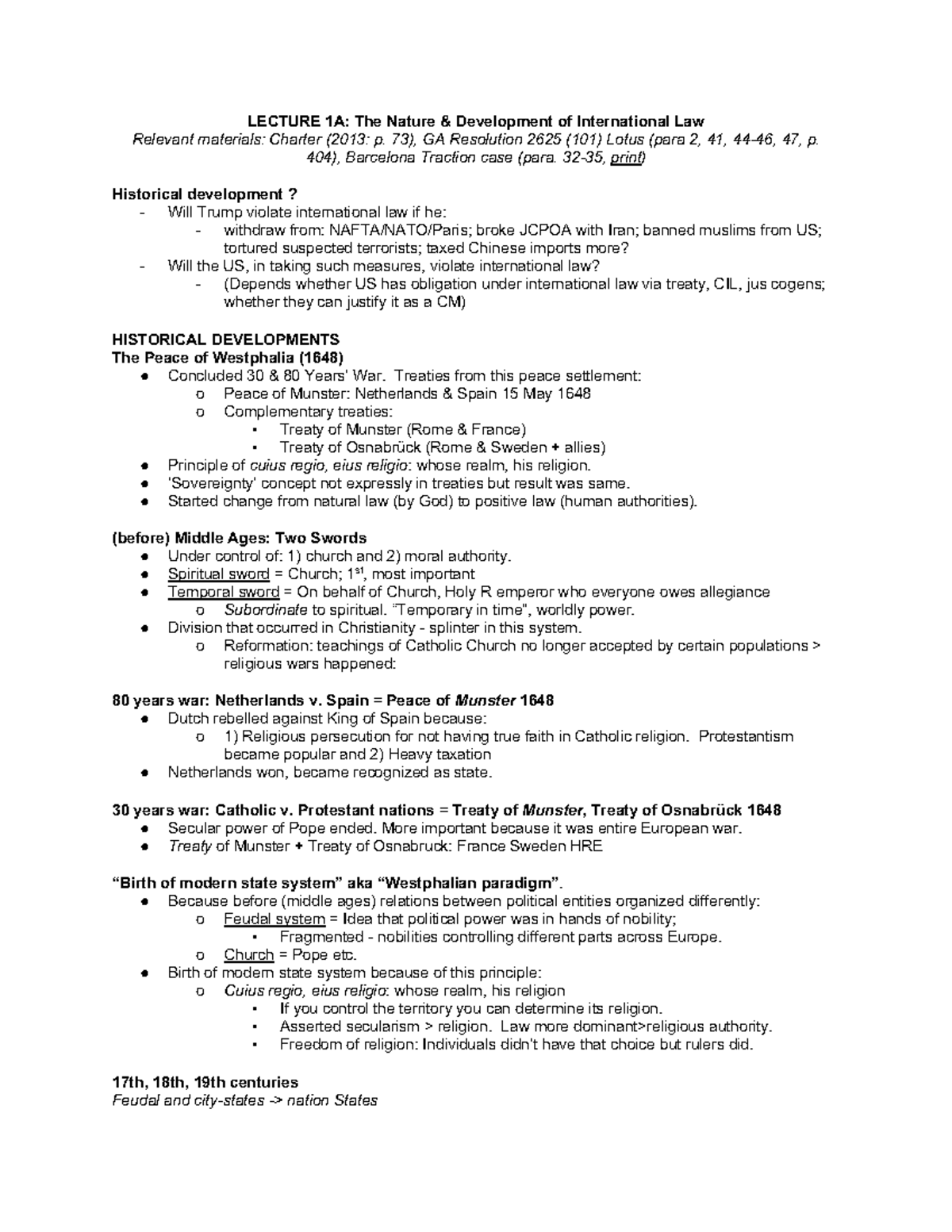 pile exam notes LECTURE 1A The Nature & Development of International