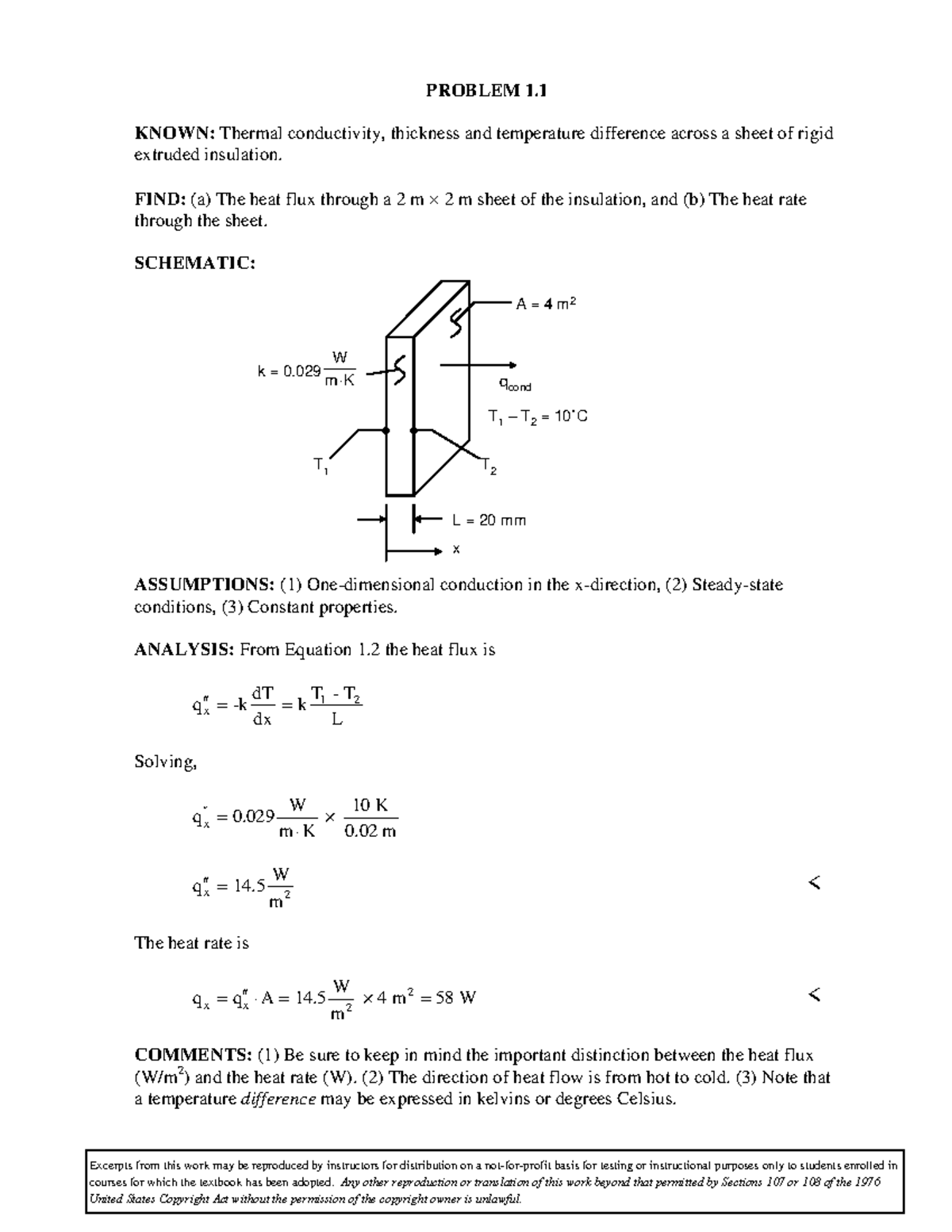 Chapter 1 - This is the heat transfer solution manual. - KNOWN: Thermal ...