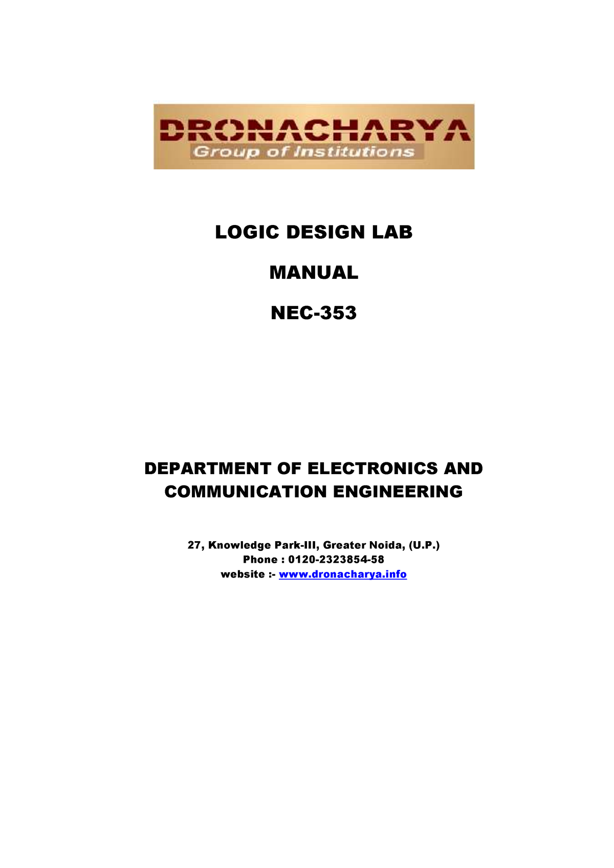 Logic Design Lab Manual - LOGIC DESIGN LAB MANUAL NEC- DEPARTMENT OF ...