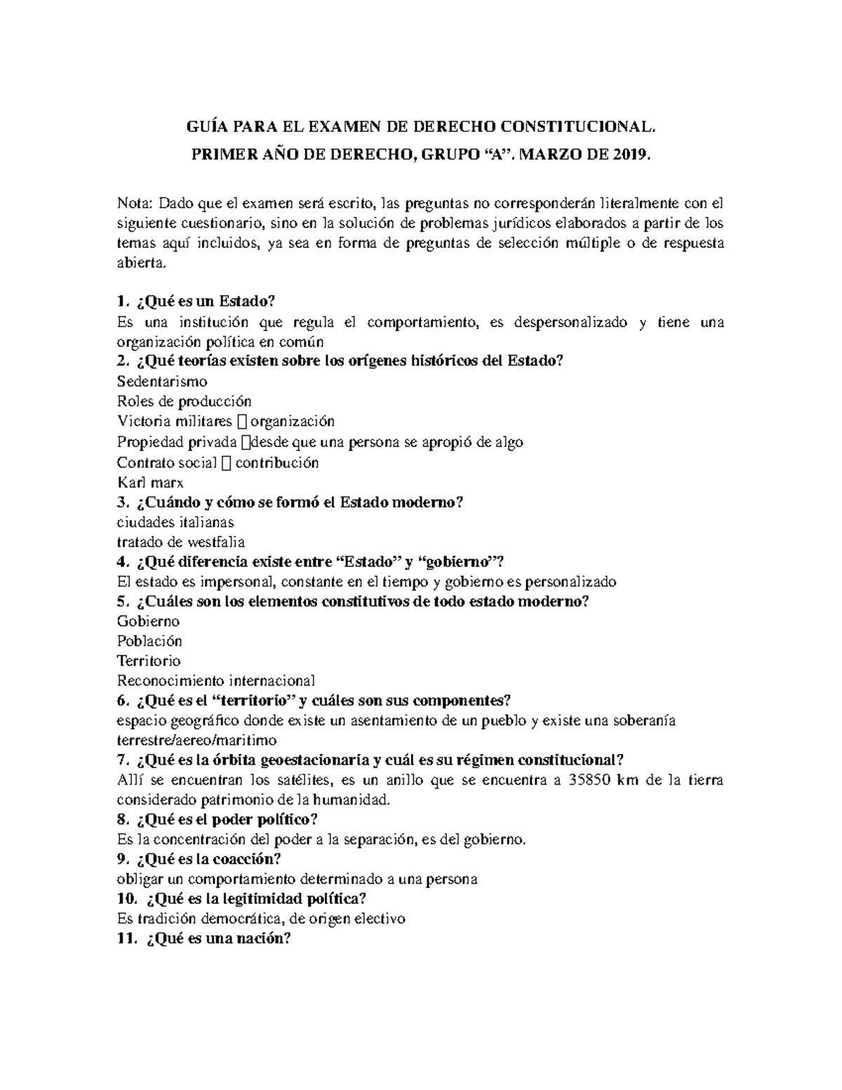 Derecho constitucional - PARA EL EXAMEN DE DERECHO CONSTITUCIONAL ...