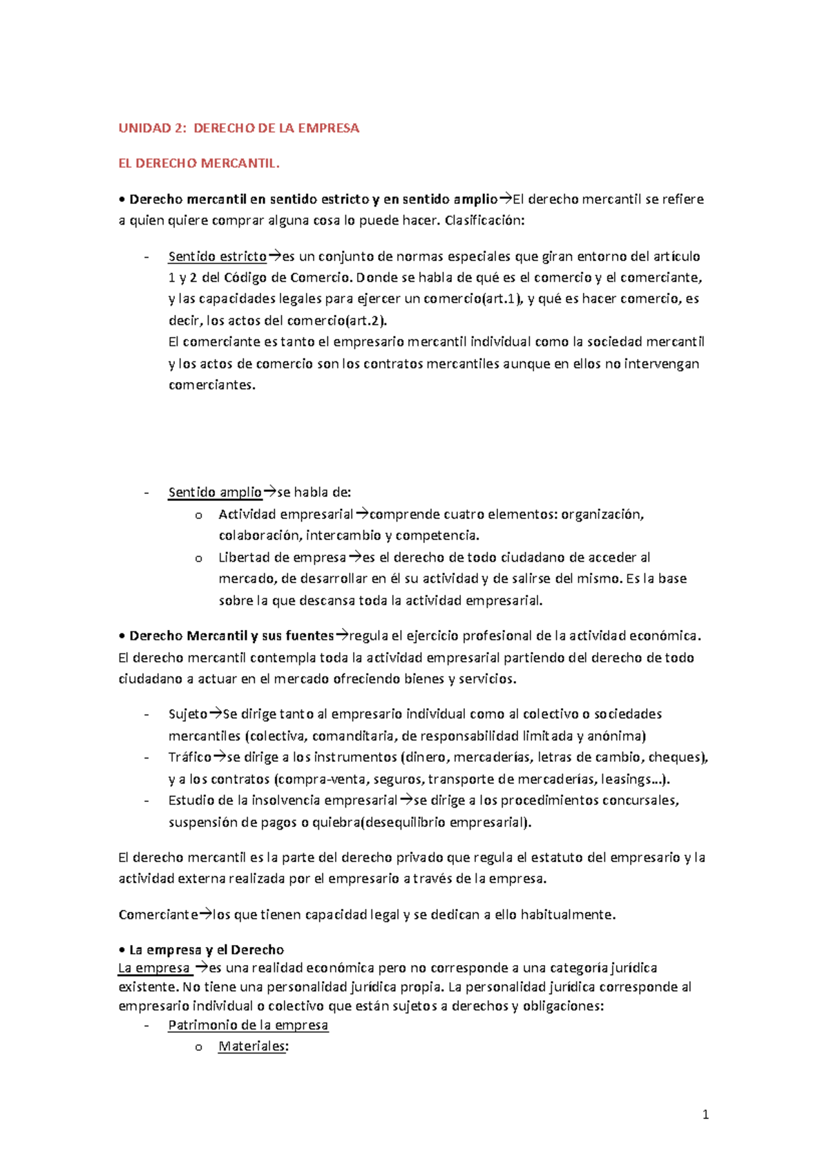 Tema 2. Derecho Mercantil - UNIDAD 2: DERECHO DE LA EMPRESA EL DERECHO ...