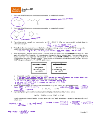 Unit 10 solved questions - Page 1 of 1 Solved Questions Chemistry 337 ...