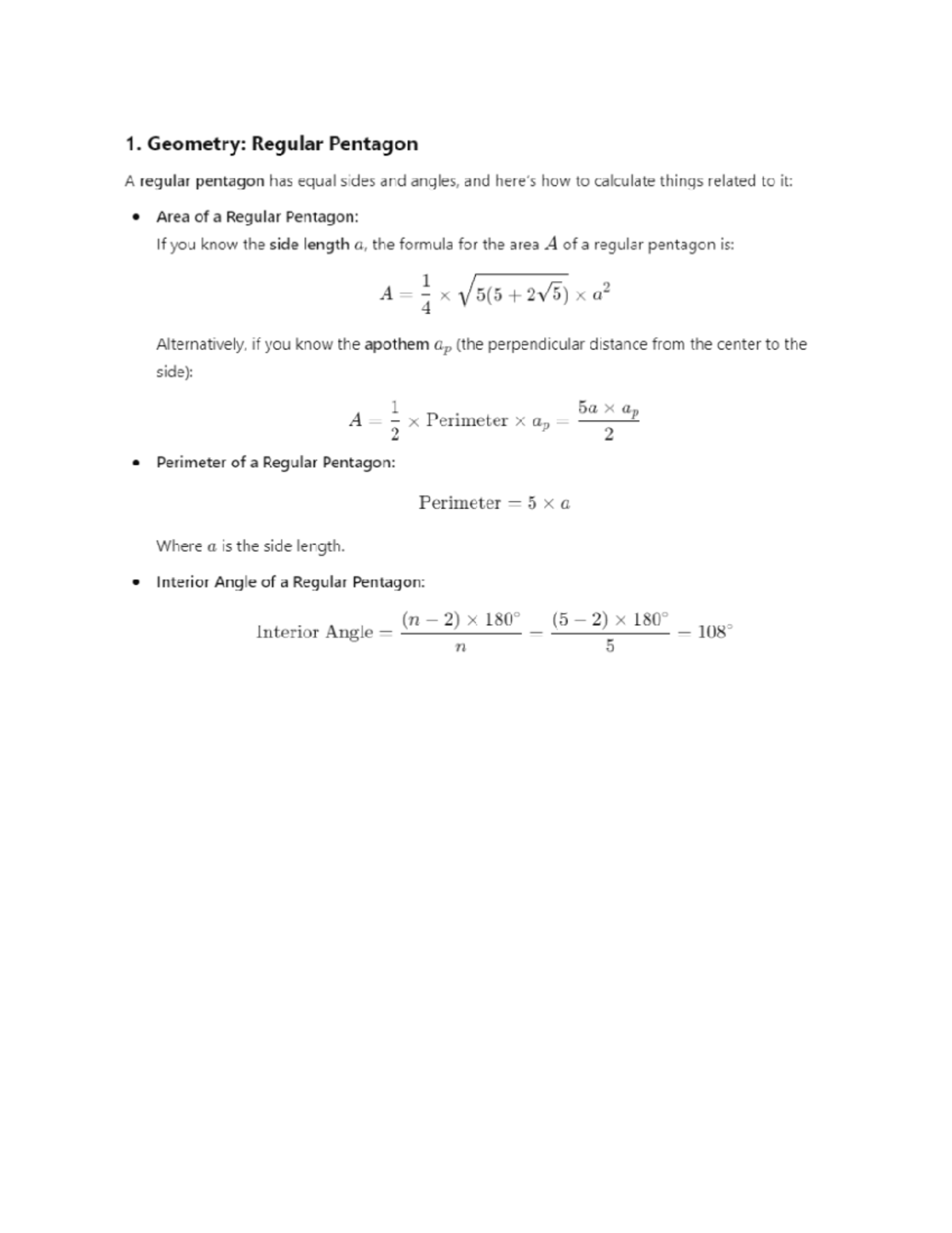 Untitled document - Just a dance essay - 1. Geometry: Regular Pentagon ...