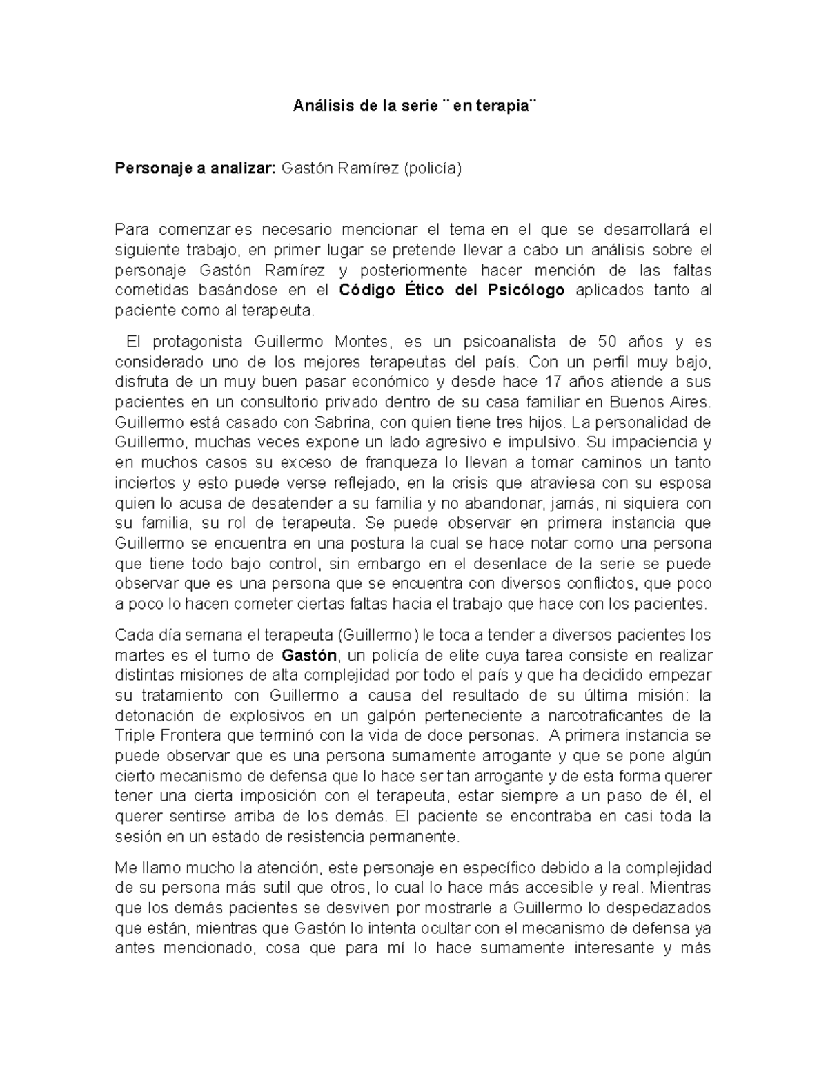 Analisis de la serie en terapia Análisis de la serie ̈ en terapia ̈