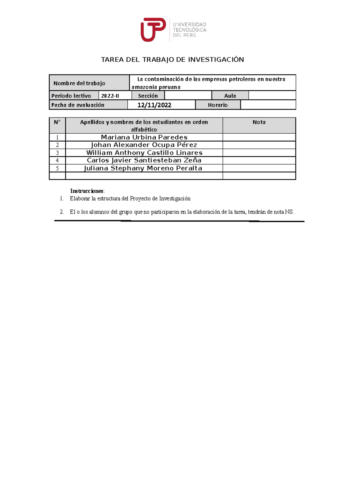 Modelo De La Estructura Del Trabajo De Investigaci Ã³n 12 - TAREA DEL ...