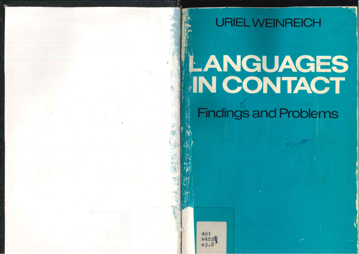 Languages In Contact. Findings And Problems