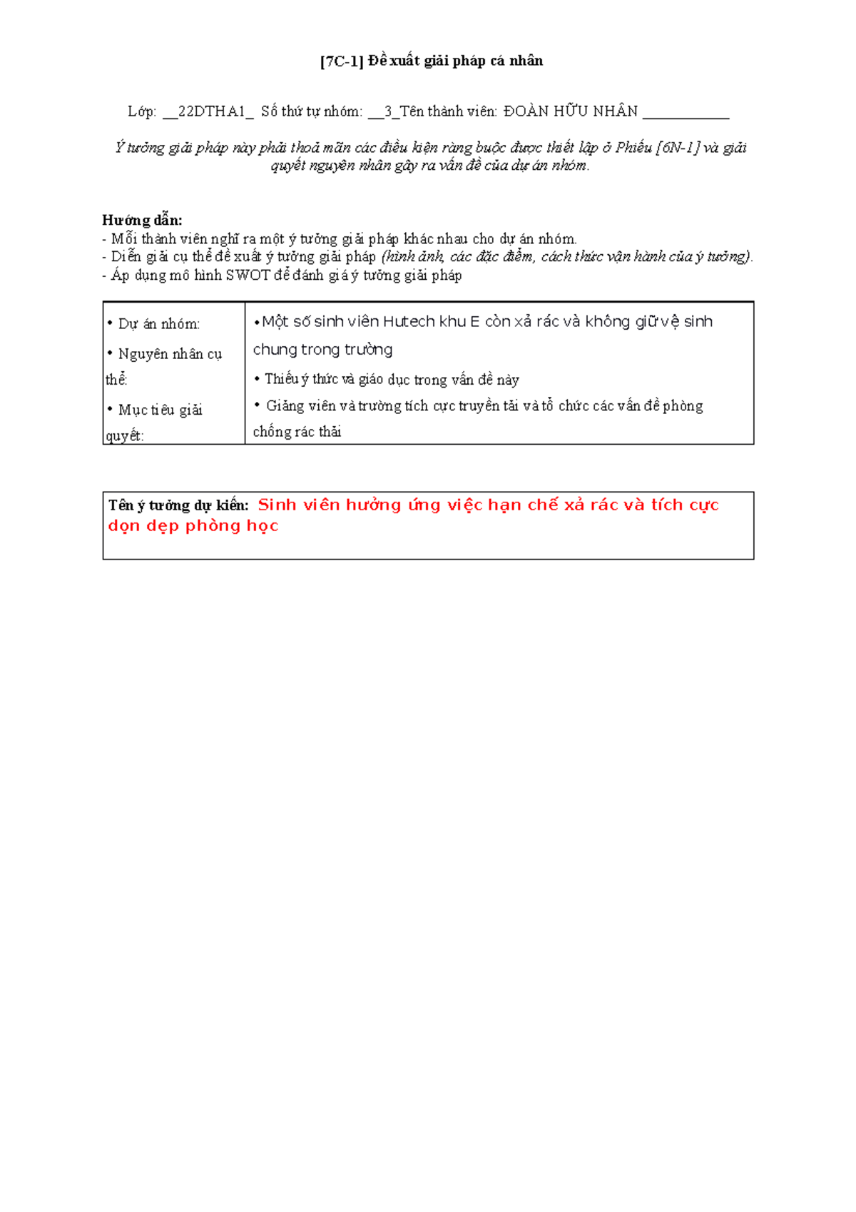 10. [7C-1] Đề xuất giải pháp cá nhân - [7C-1] Đề xuất giải pháp cá nhân ...