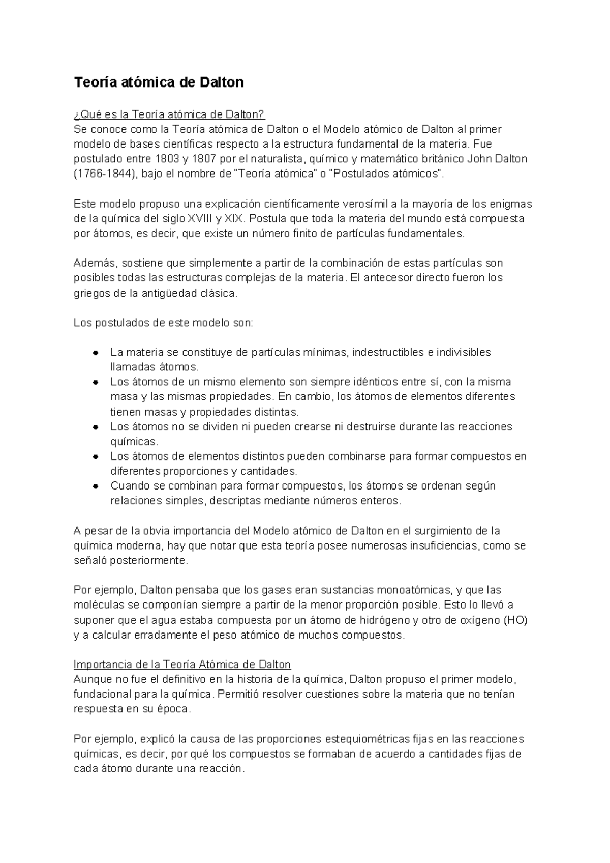 Teorías atomicas - Teoría atómica de Dalton ¿Qué es la Teoría atómica ...