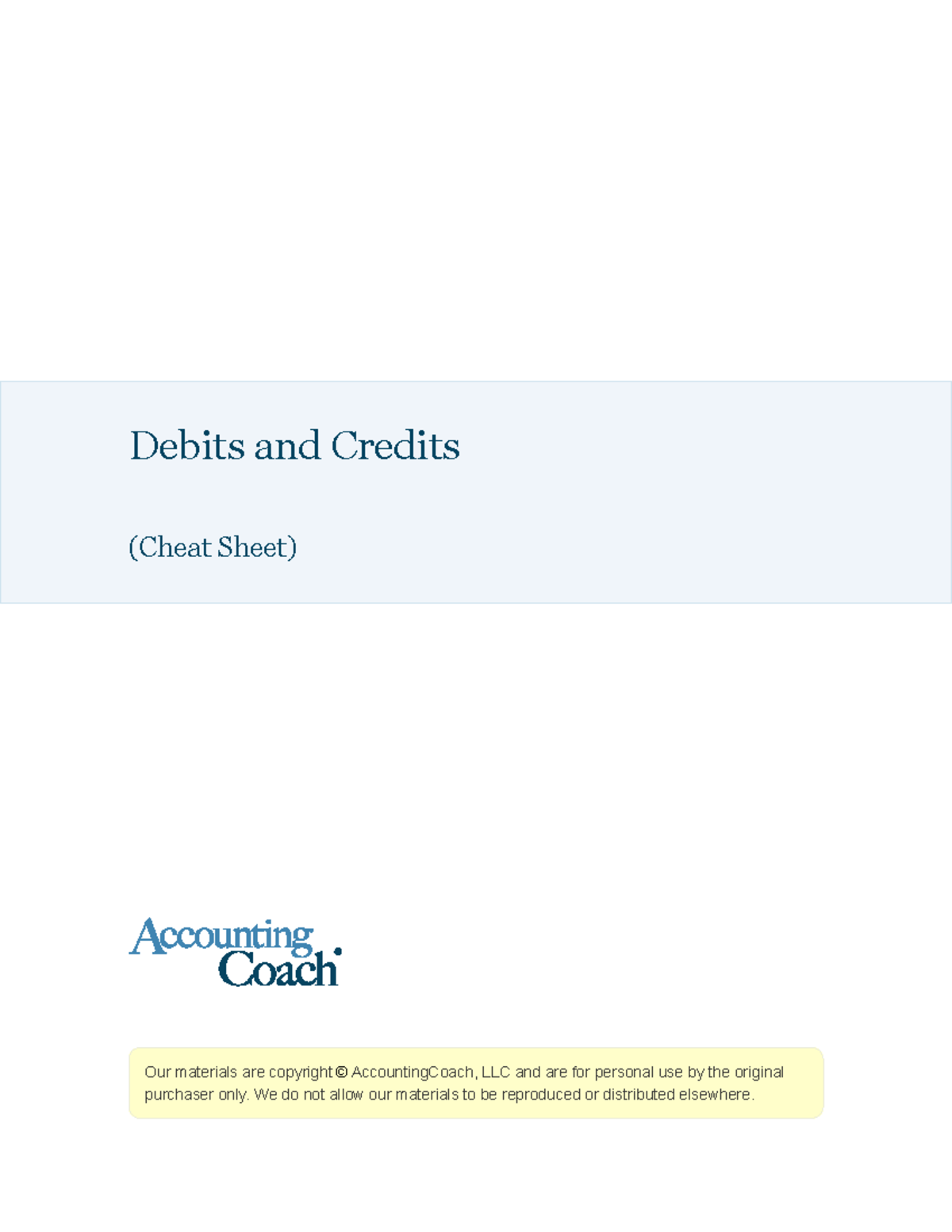 Debits-and-credits - assignment - Our materials are copyright ...