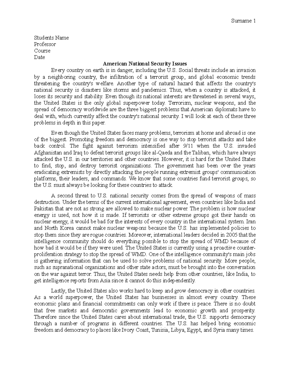 5026866 - business - Surname 1 Students Name Professor Course Date ...