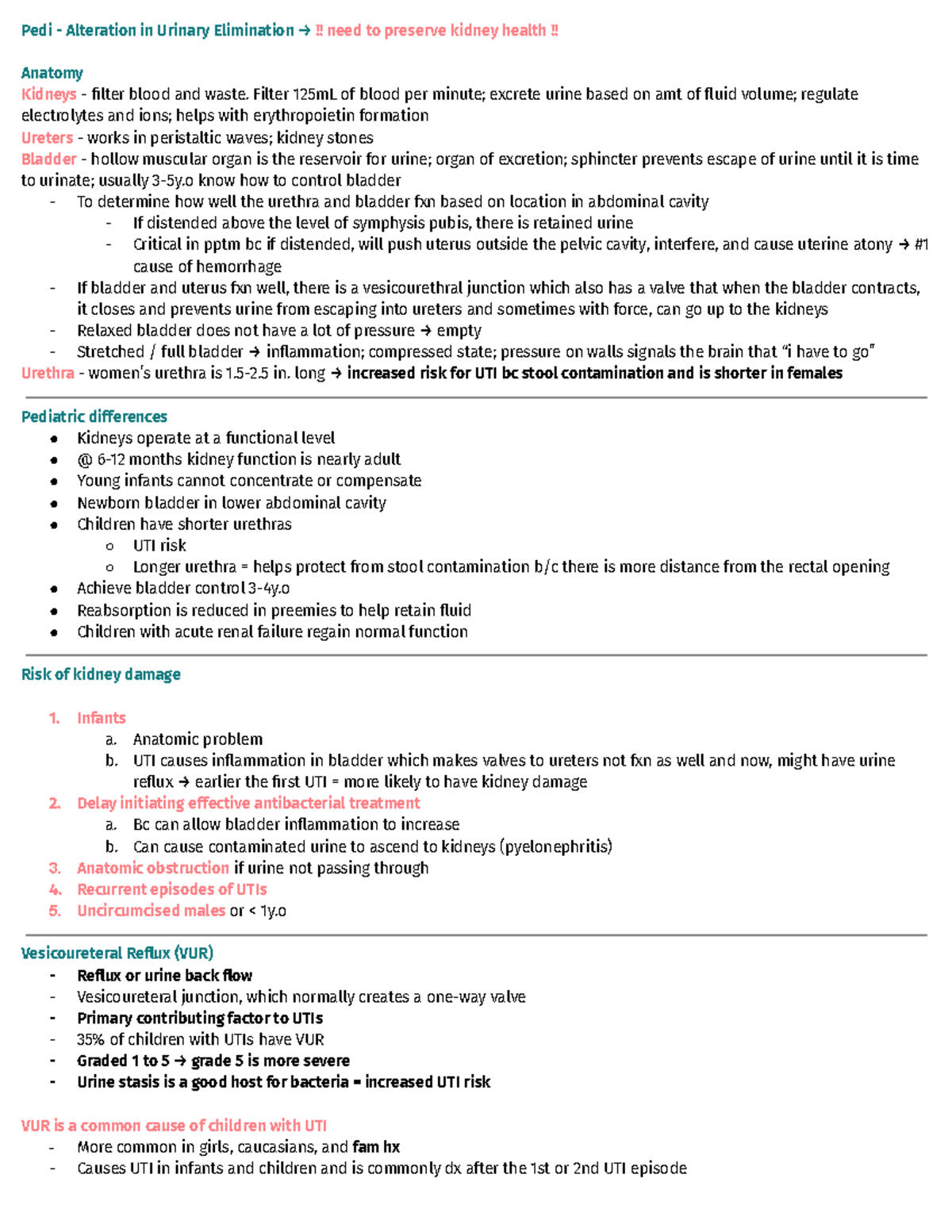 Pedi - urinary elimination - Pedi - Alteration in Urinary Elimination → ...