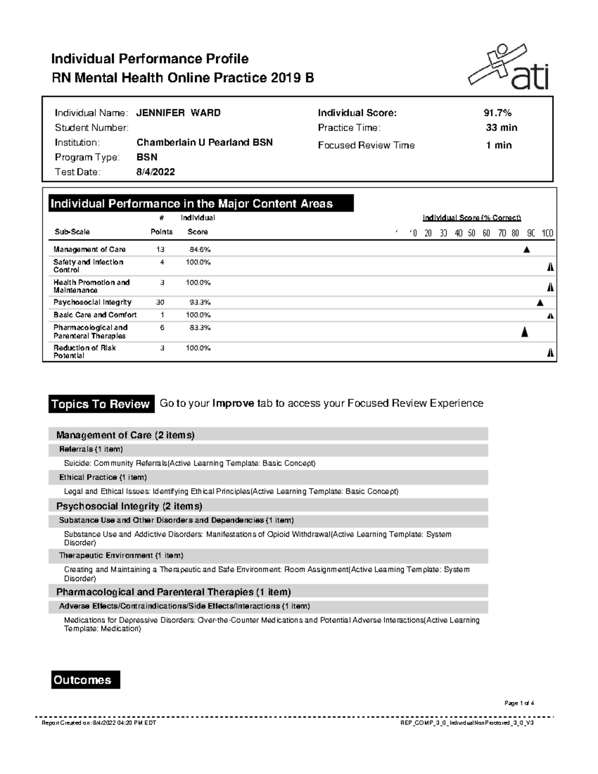 Report - Mental - Individual Performance Profile RN Mental Health ...