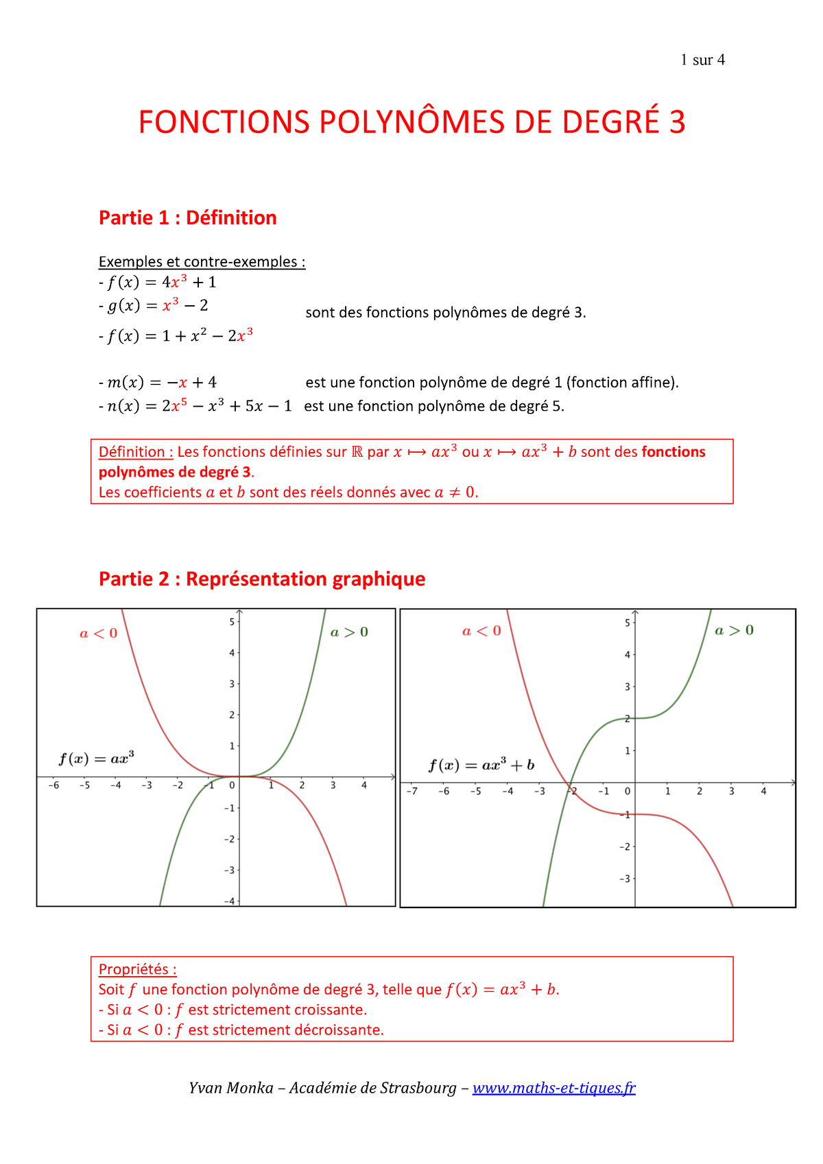 19Degre 3TM - Fonctions - FONCTIONS POLYNÔMES DE DEGRÉ 3 Partie 1 ...