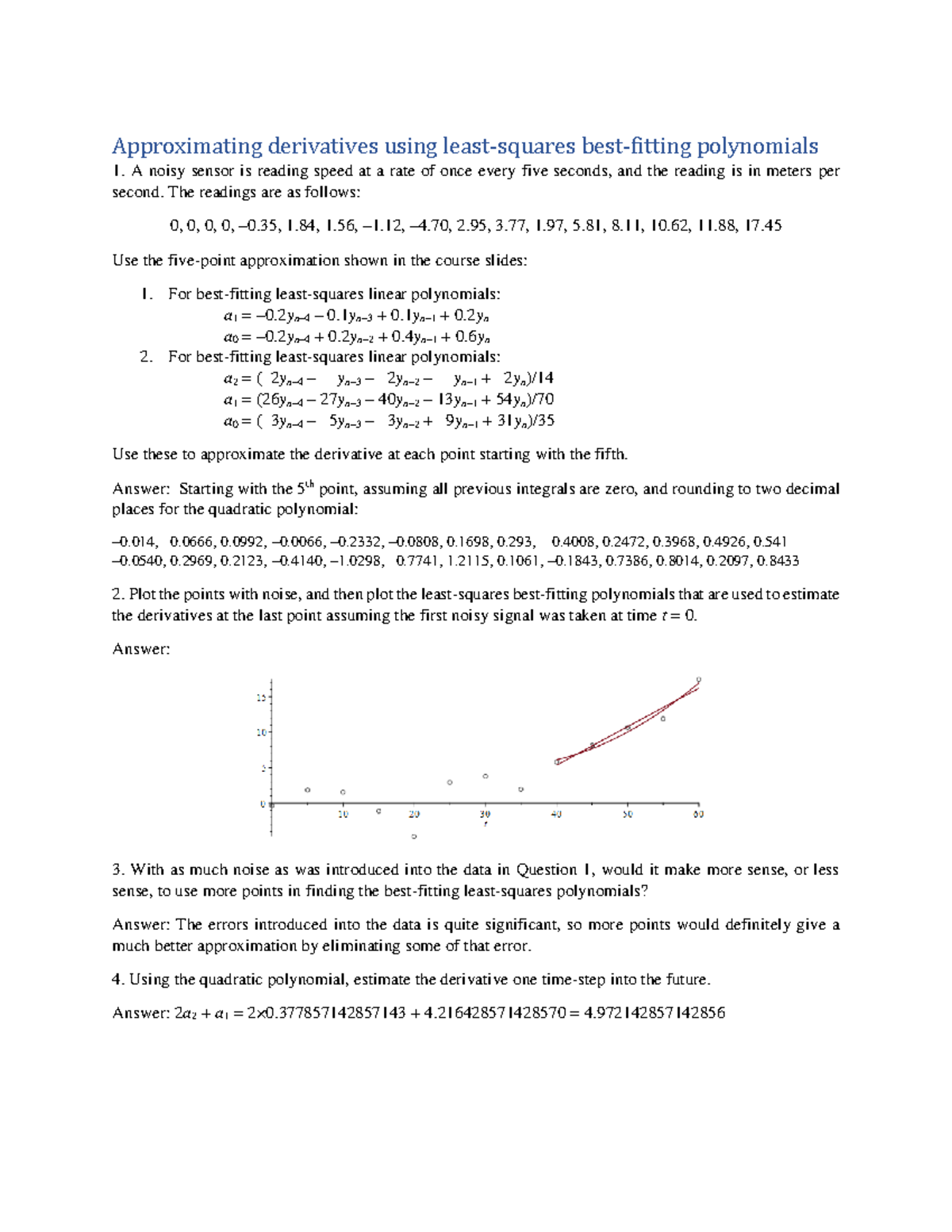 5.3.2 Approximating derivatives questions - Approximating derivatives ...