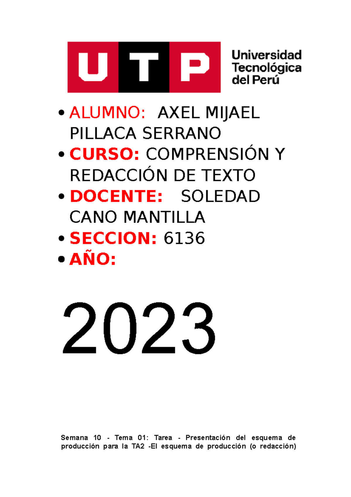 18102026 esquema de produccion - ALUMNO: AXEL MIJAEL PILLACA SERRANO ...