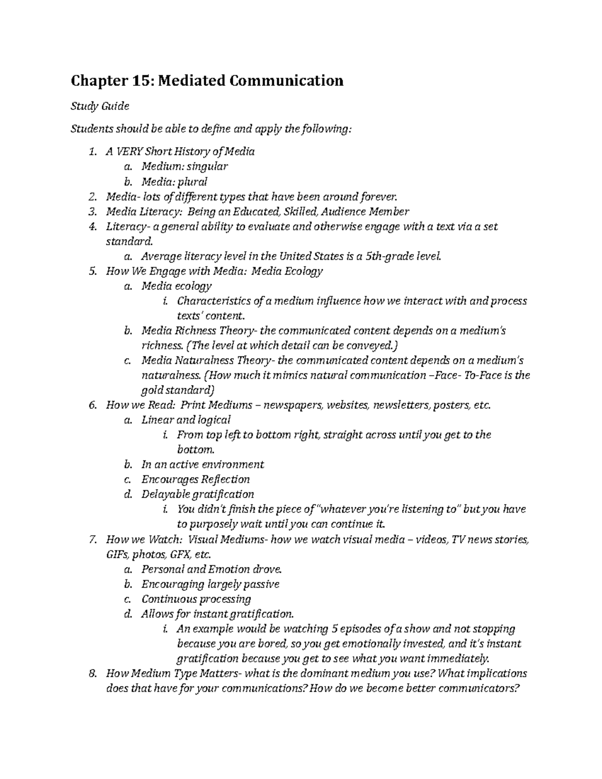 Chapter 15 Mediated Communication - Chapter 15: Mediated Communication ...