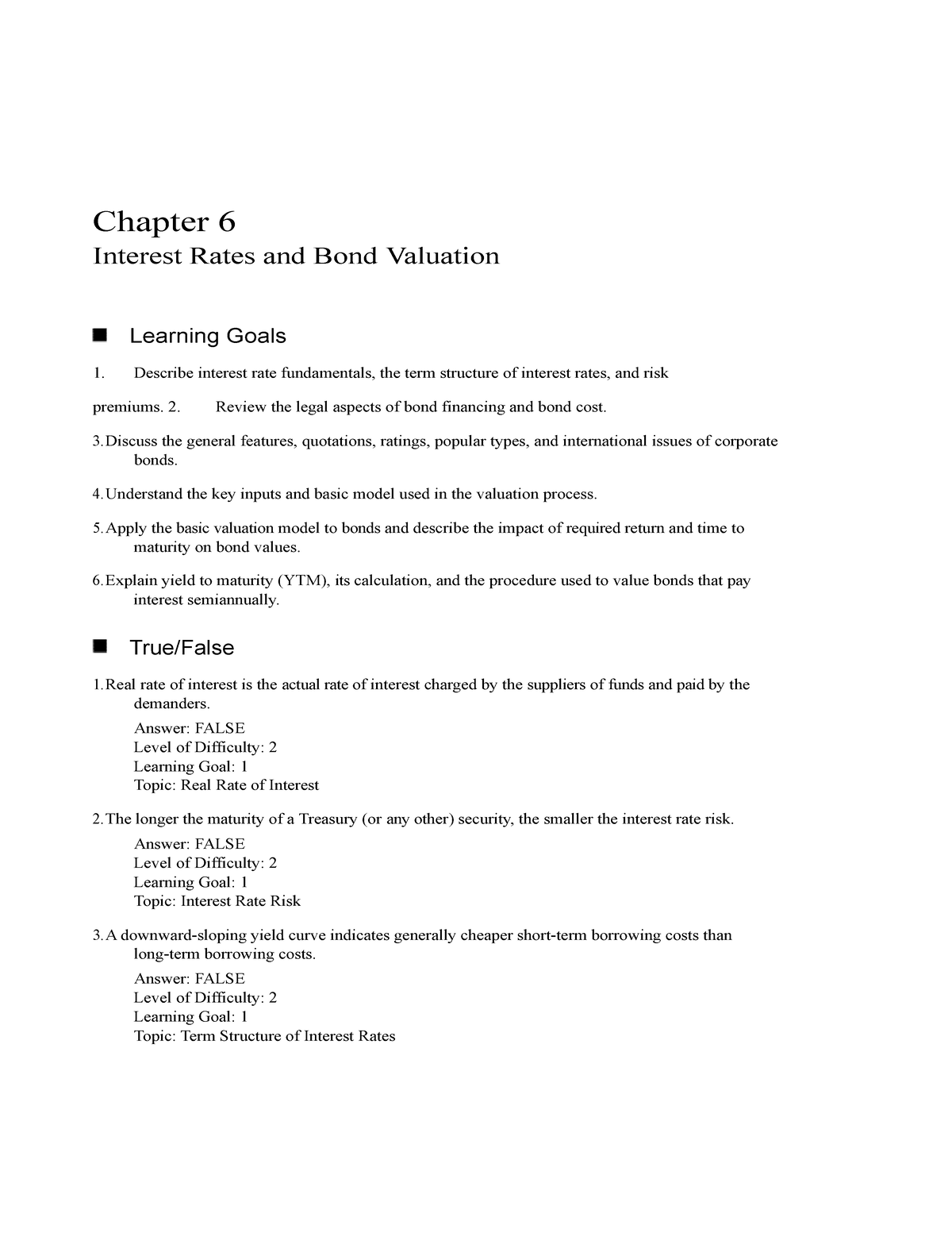 Interest Rates AND TIME Valuation - Chapter 6 Interest Rates and Bond ...