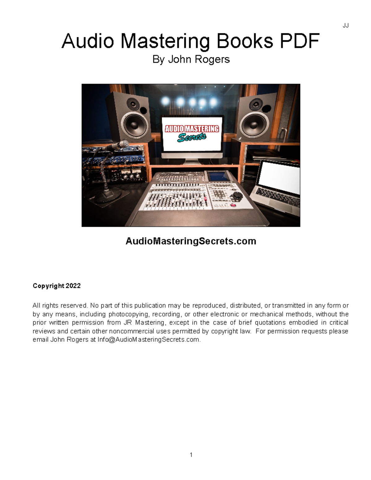 Audio Mastering Books Free PDF - JJ Audio Mastering Books PDF By John ...