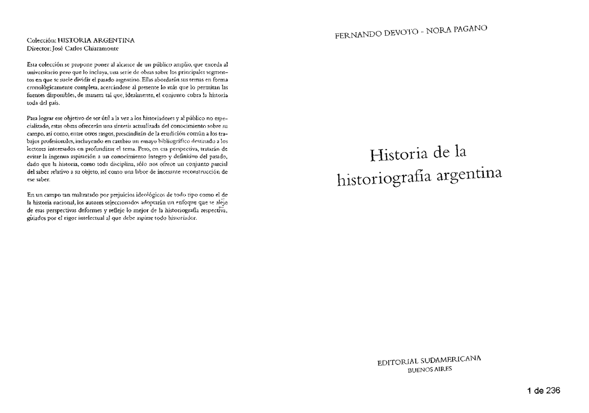 Historia De La Historiografia Argentina - Historia Argentina I - Studocu