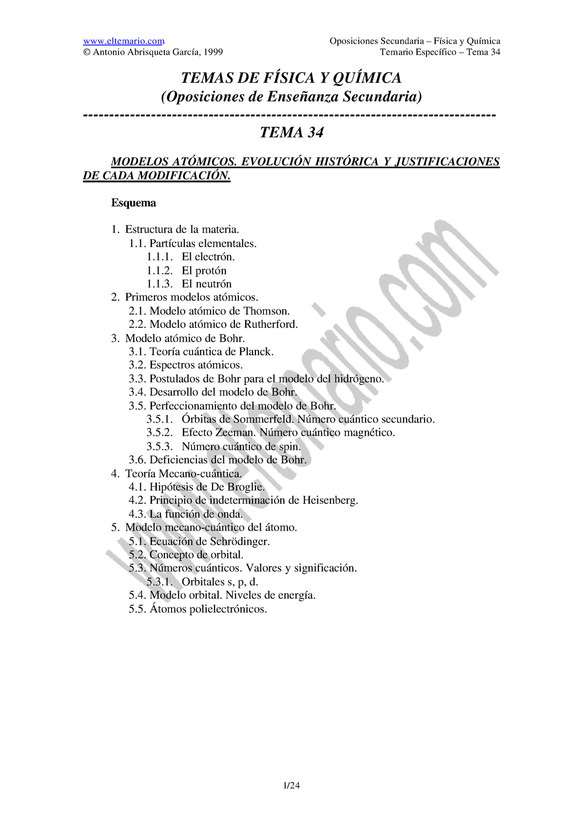 Oposiciones Secundaria Física Y Química Antonio Abrisqueta García 1999 Temario Específico Tema 7094