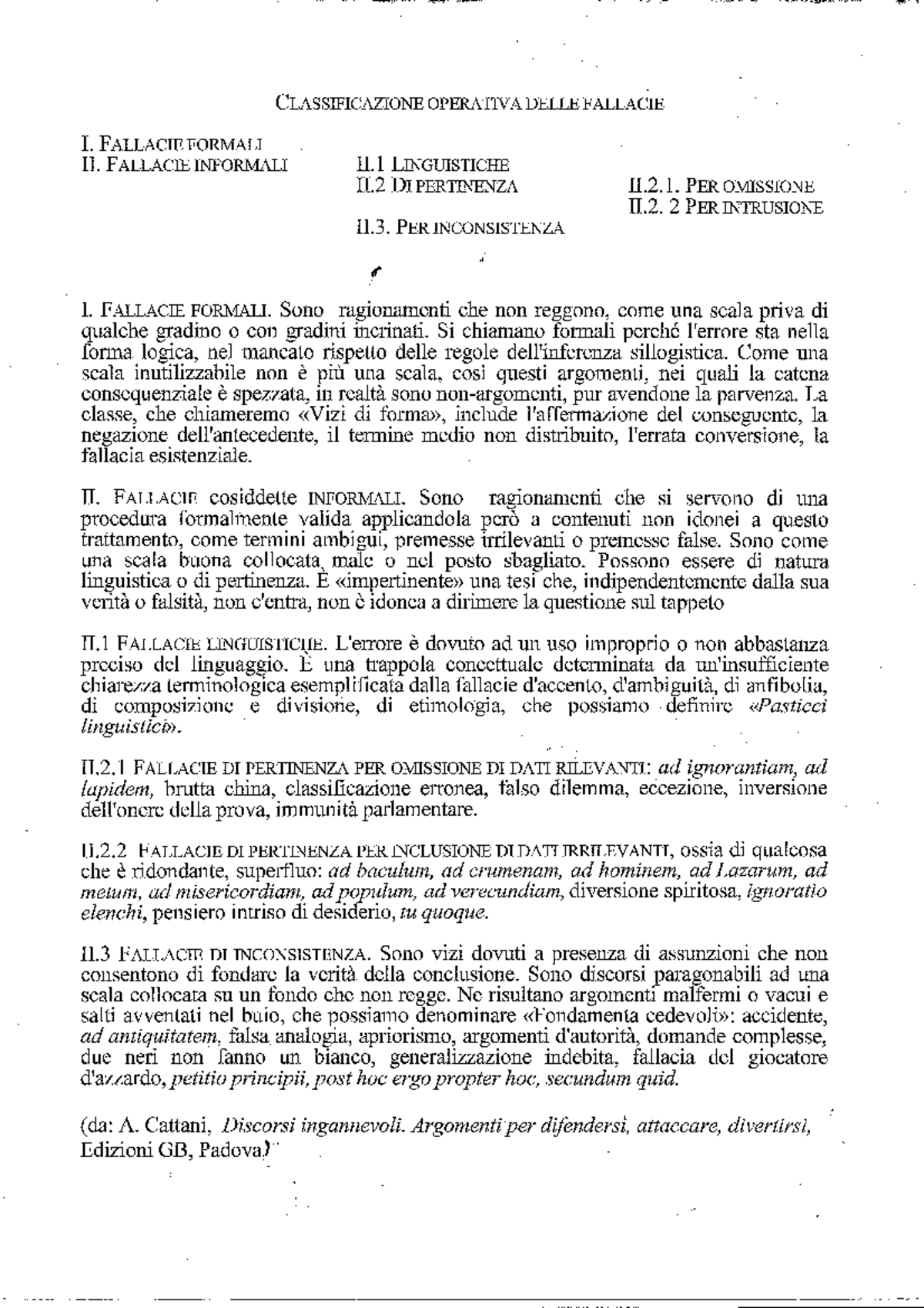 5 Tipi di fallacie - Teoria dei processi di socializzazione - Studocu