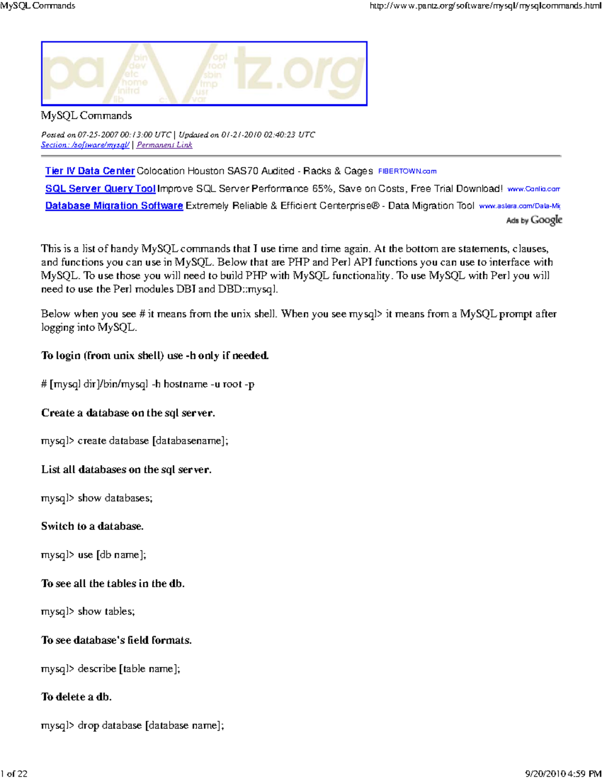 SQL - My SQL Commands - cheat sheets of my SQL - MySQL Commands Posted ...