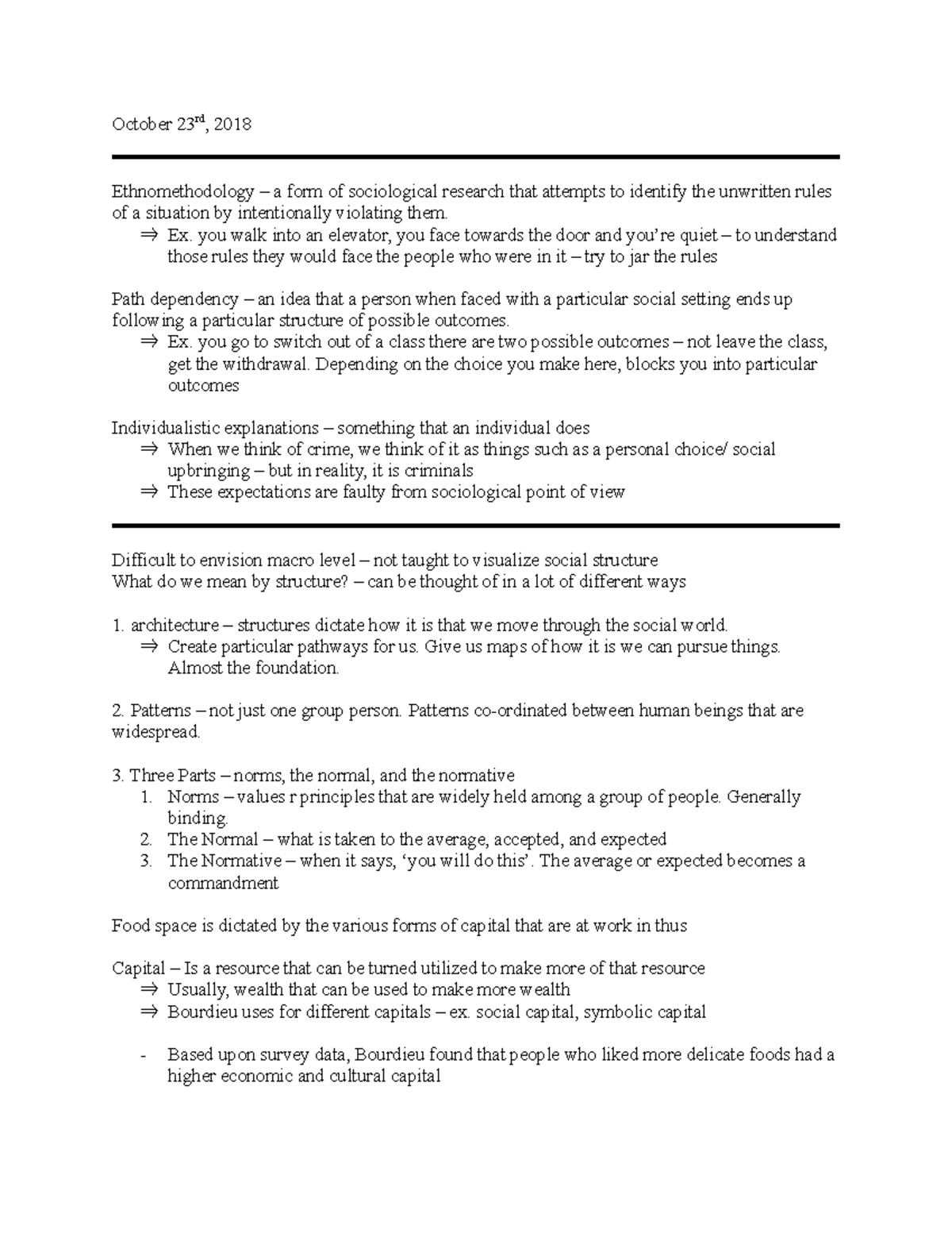 SOCI 1020 Week 6 Lecture Notes - 2018 - October 23rd, 2018 ...