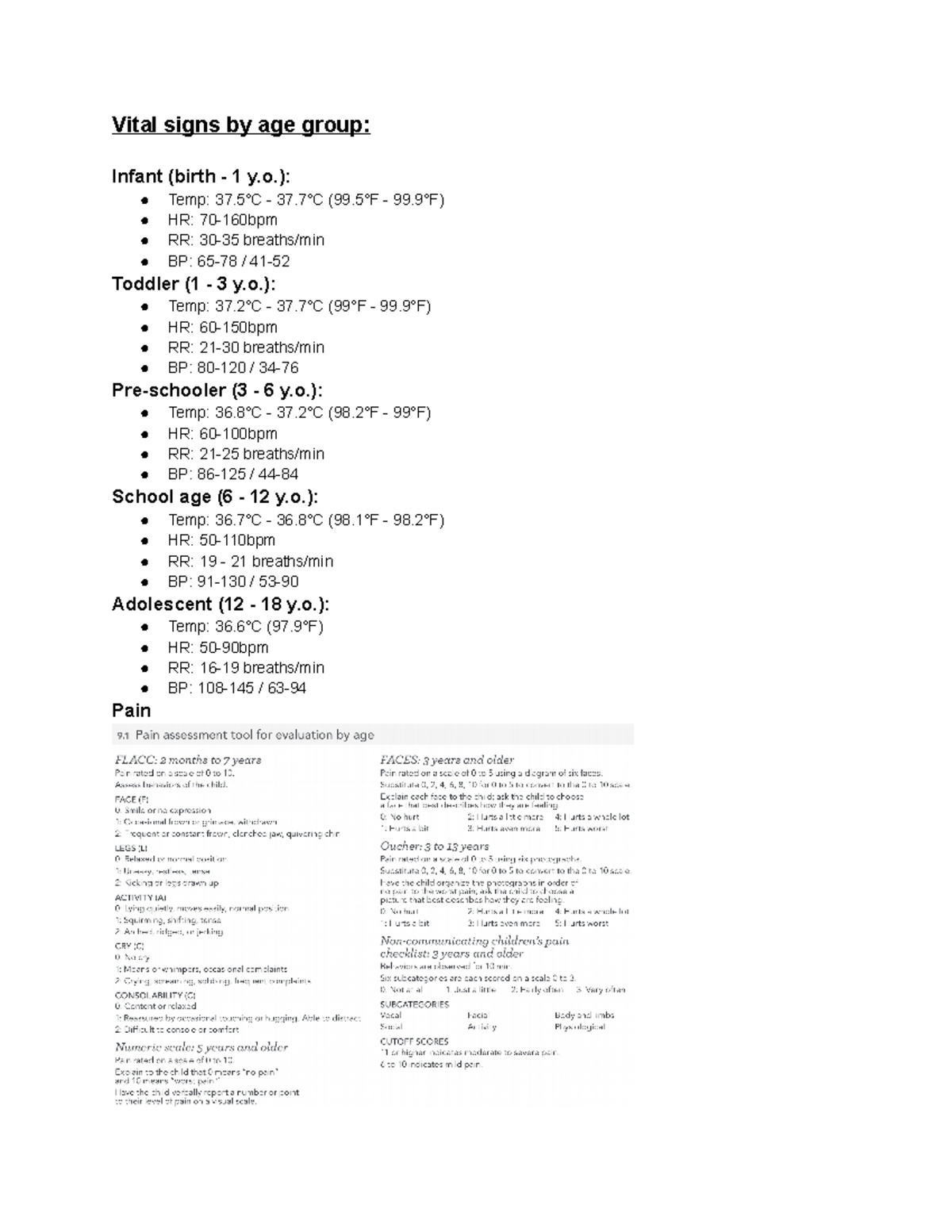 Proctored ATI Study Guide - Vital signs by age group: Infant (birth - 1 ...