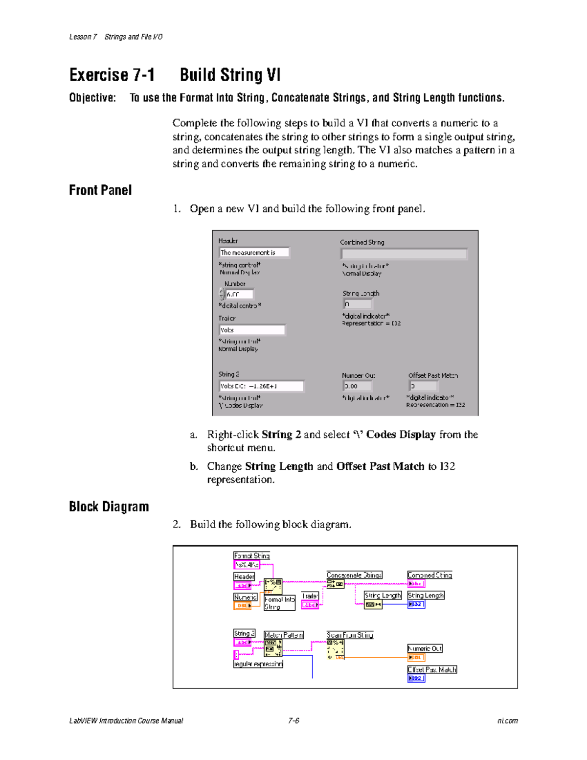 ME 120 Exercise 7 - Lesson 7 Strings and File I/O LabVIEW Introduction ...