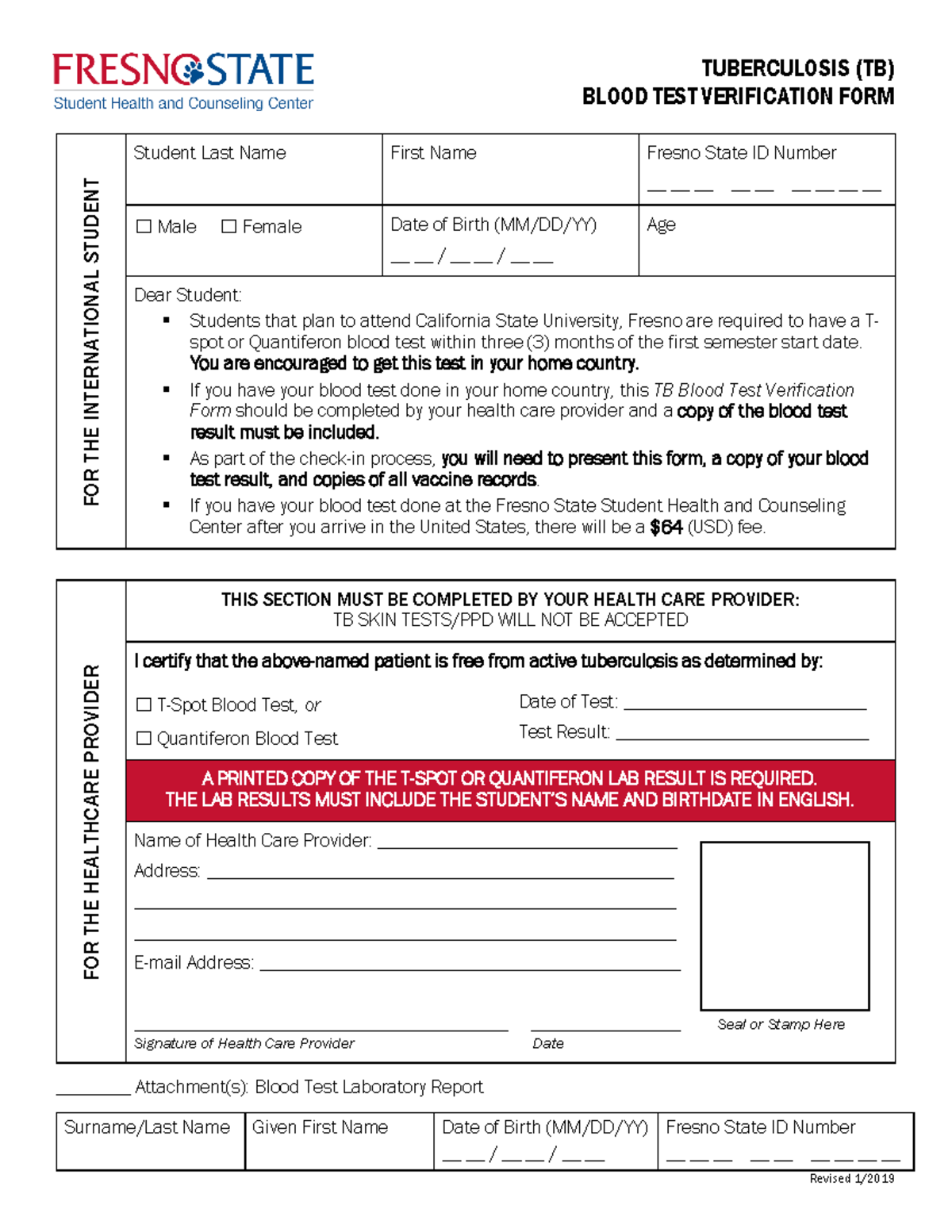 TB Blood Test Verification Form - TUBERCULOSIS (TB) BLOOD TEST ...
