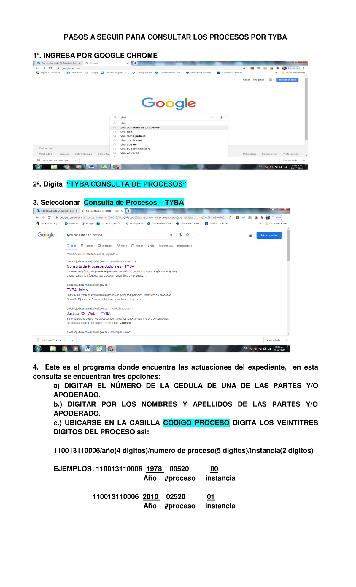TYBA - documento tyba - PASOS A SEGUIR PARA CONSULTAR LOS PROCESOS POR ...