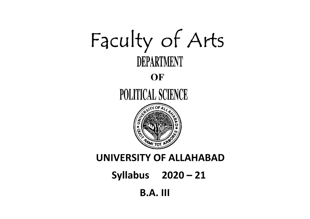 B.A. III YEAR Syllabus - UNIVERSITY OF ALLAHABAD Syllabus 2020 – 21 B ...