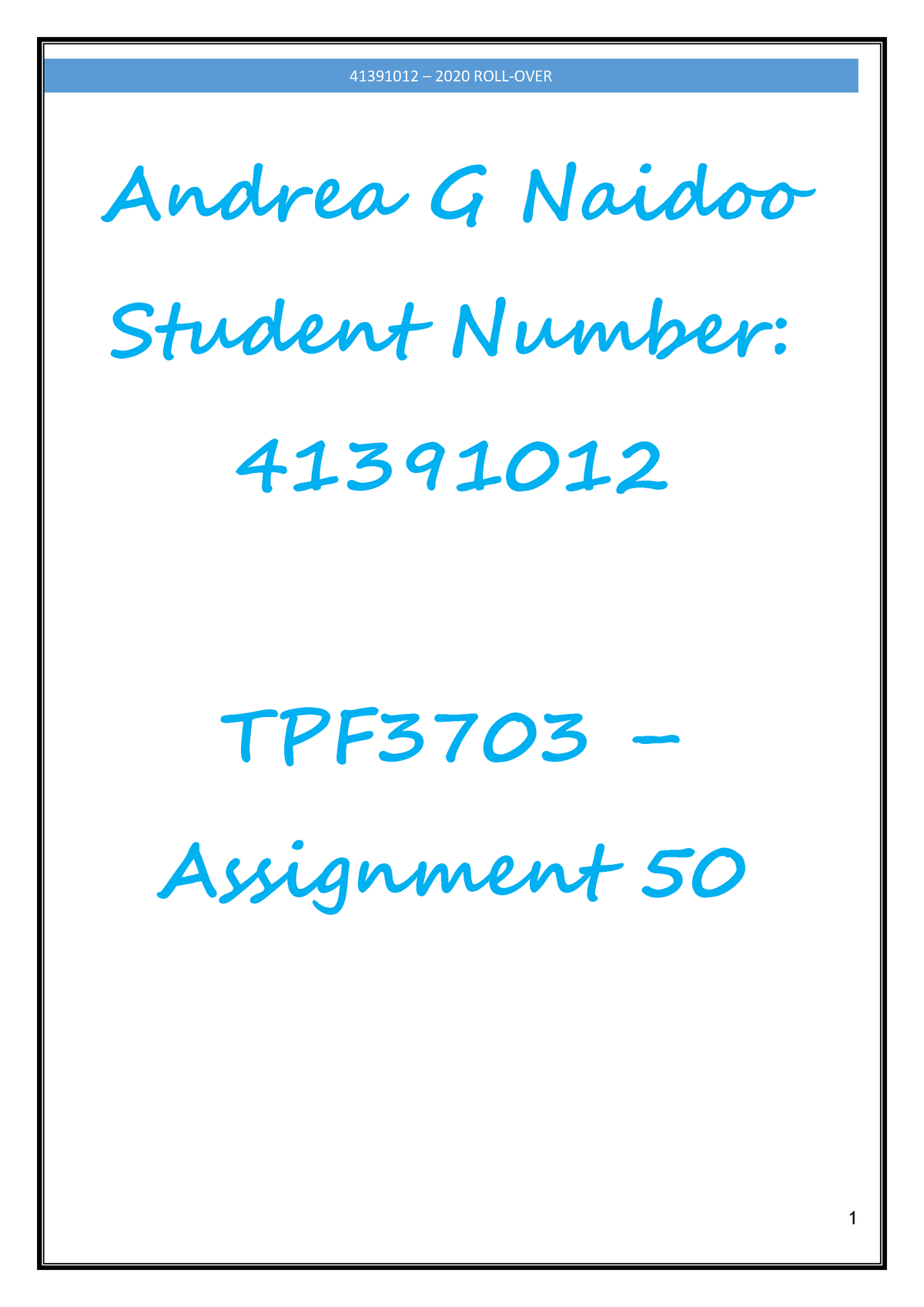 unisa assignment 50