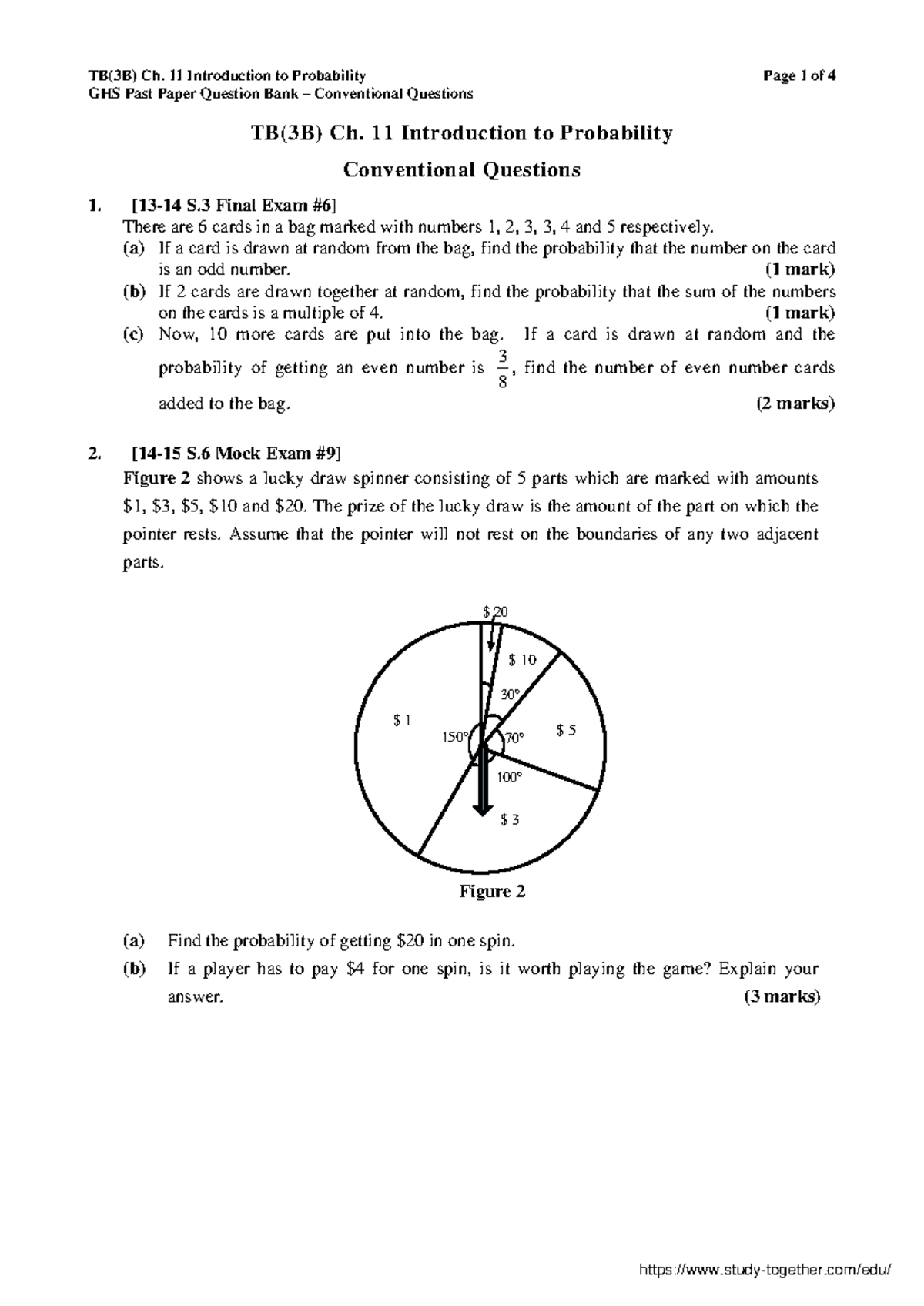 Good Hope School 13 18 3B Ch GHS Past Paper Question Bank