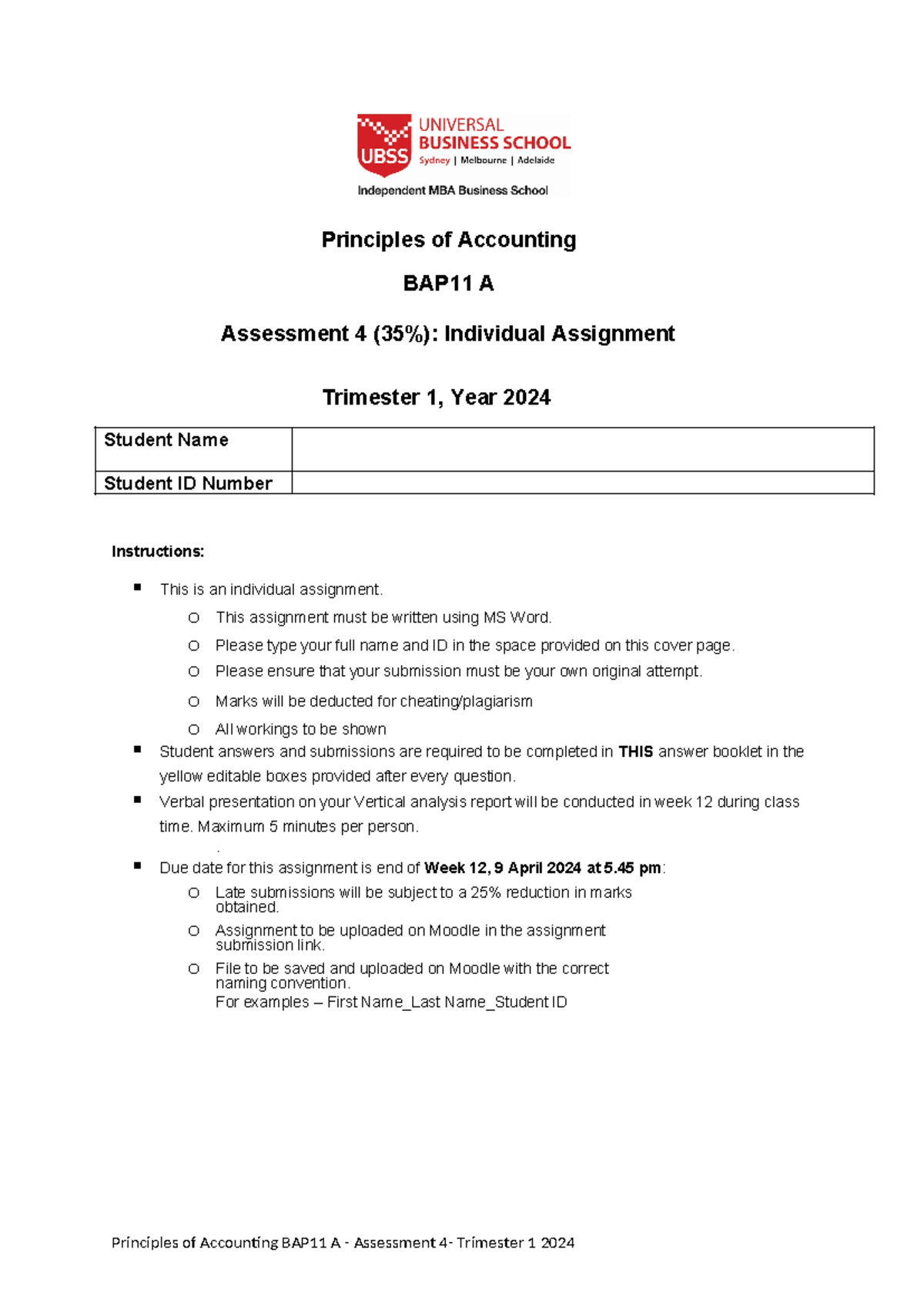 Bap11 A T1 2024 Individual Assignment Assessment 4 Principles Of Accounting Bap11 A 6451