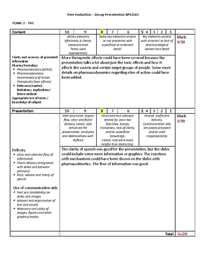 Peer Evaluation form - Peer Evaluation – Group Presentation BPS TEAM ...